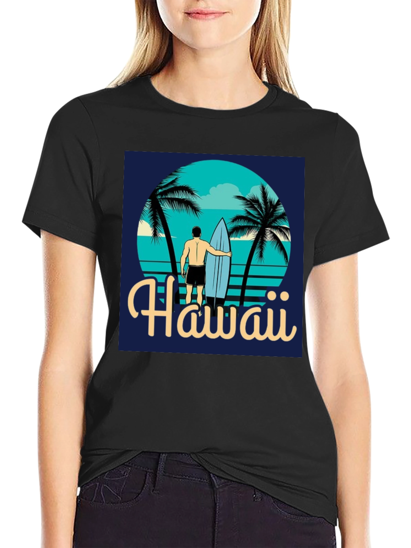 Hawaii Surfer T-Shirt - Tropical Beach Design