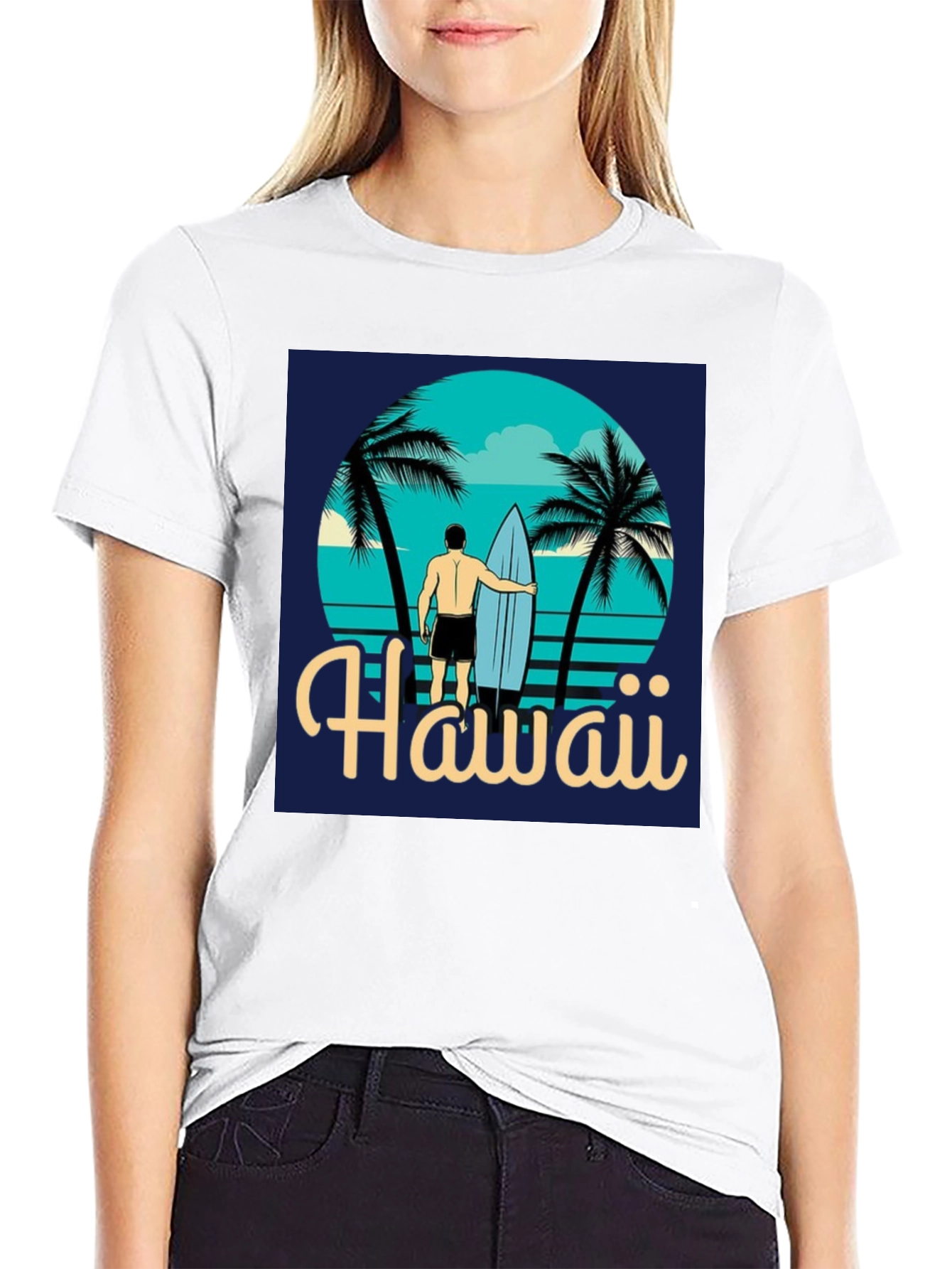 Hawaii Surfer T-Shirt - Tropical Beach Design