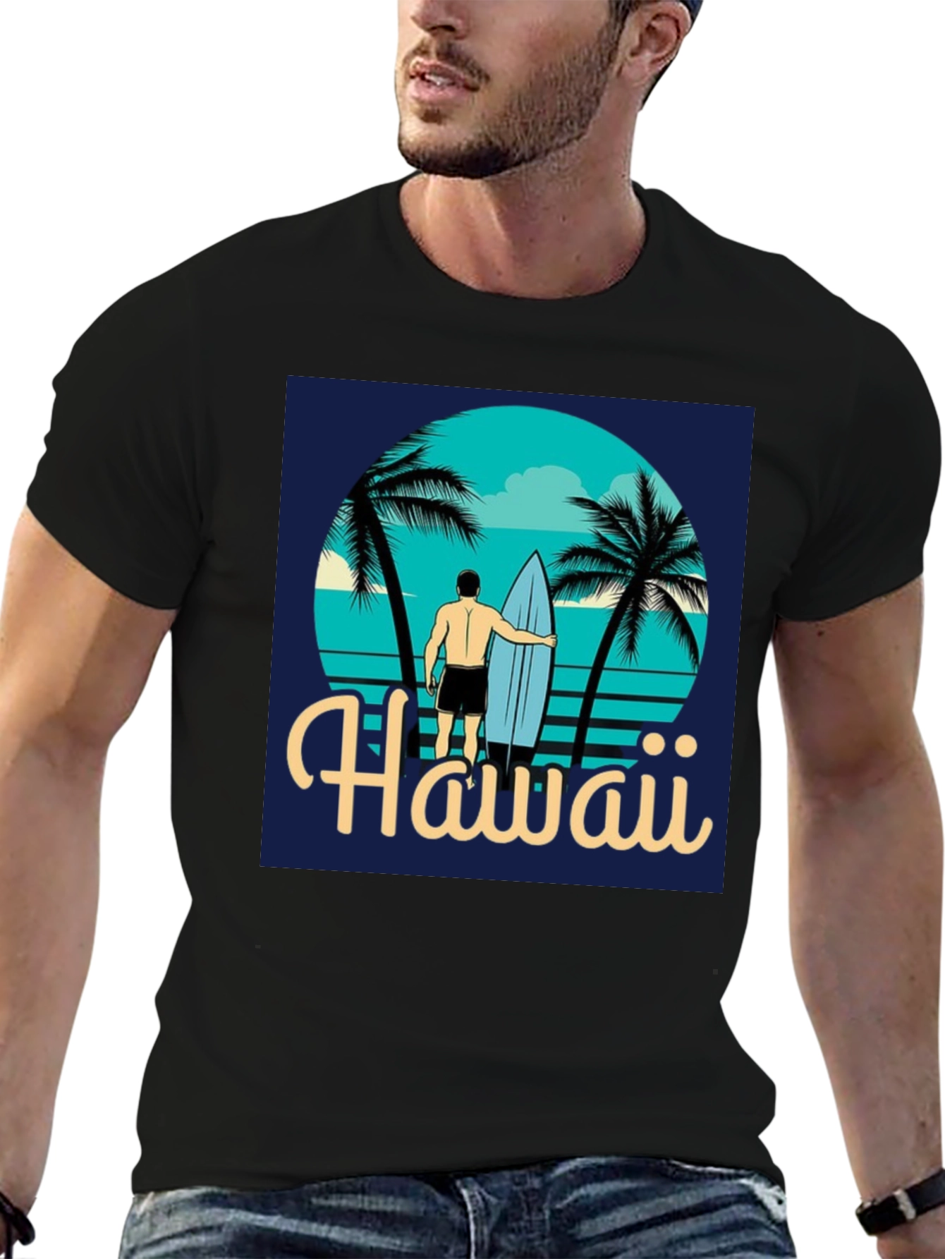 Hawaii Surfer T-Shirt - Tropical Beach Design