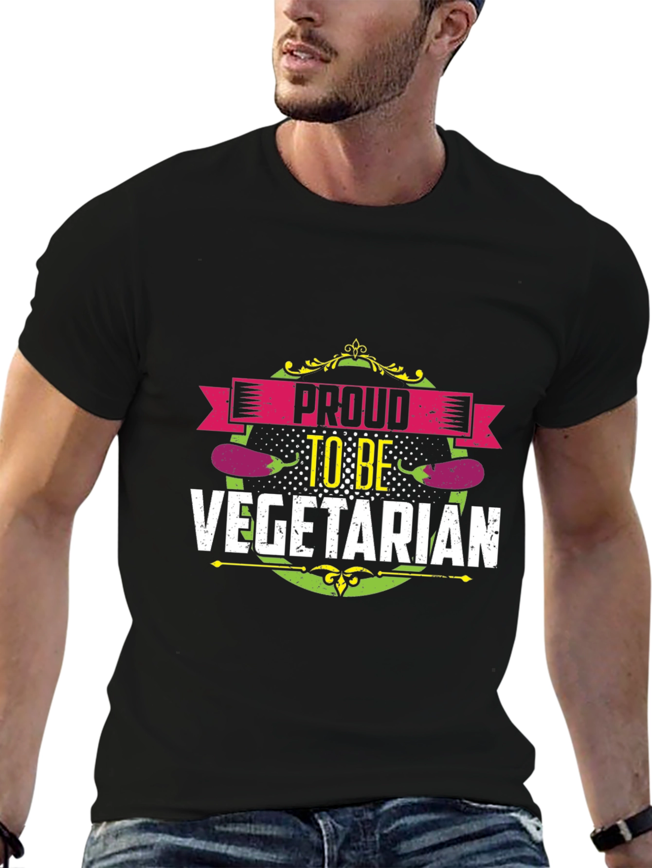 Proud Vegetarian T-Shirt - Black Unisex