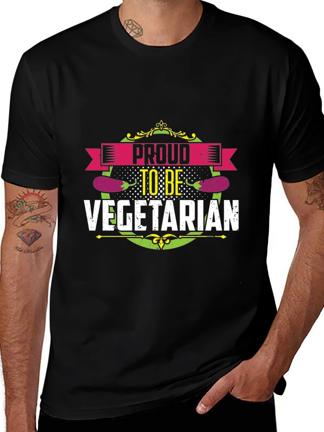 Proud Vegetarian T-Shirt - Black Unisex