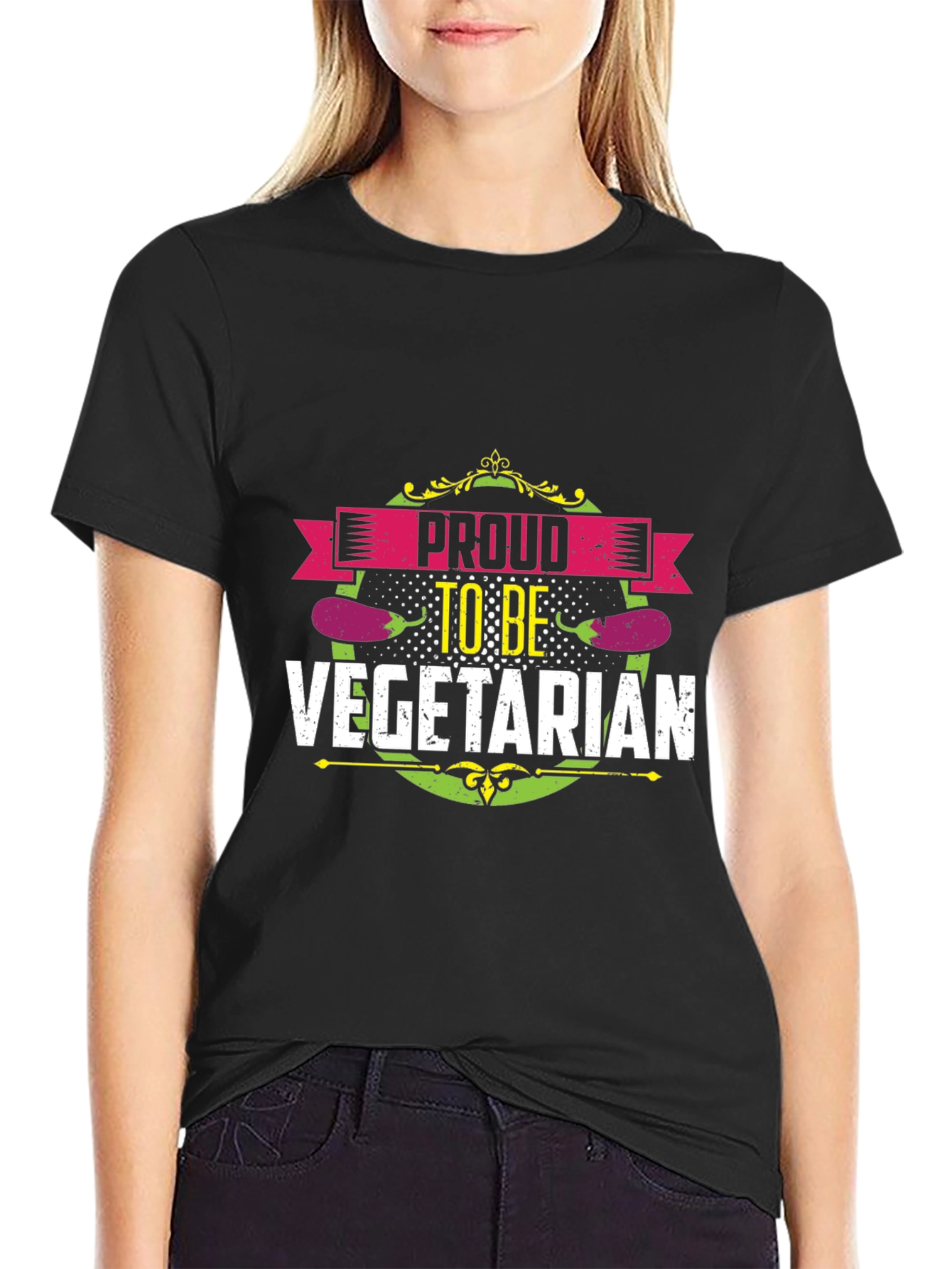 Proud Vegetarian T-Shirt - Black Unisex