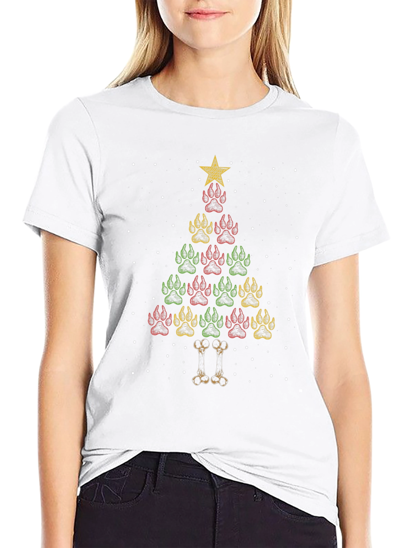 Paw Print Christmas Tree T-Shirt