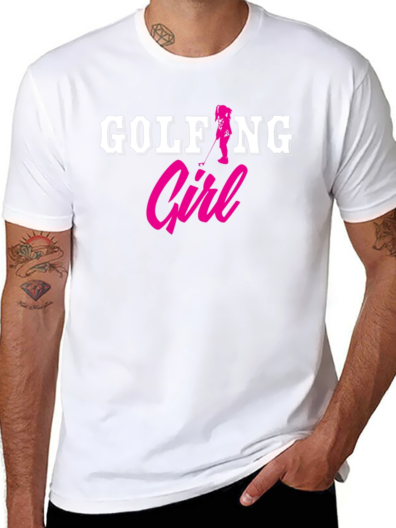 Golfing Girl Black T-Shirt