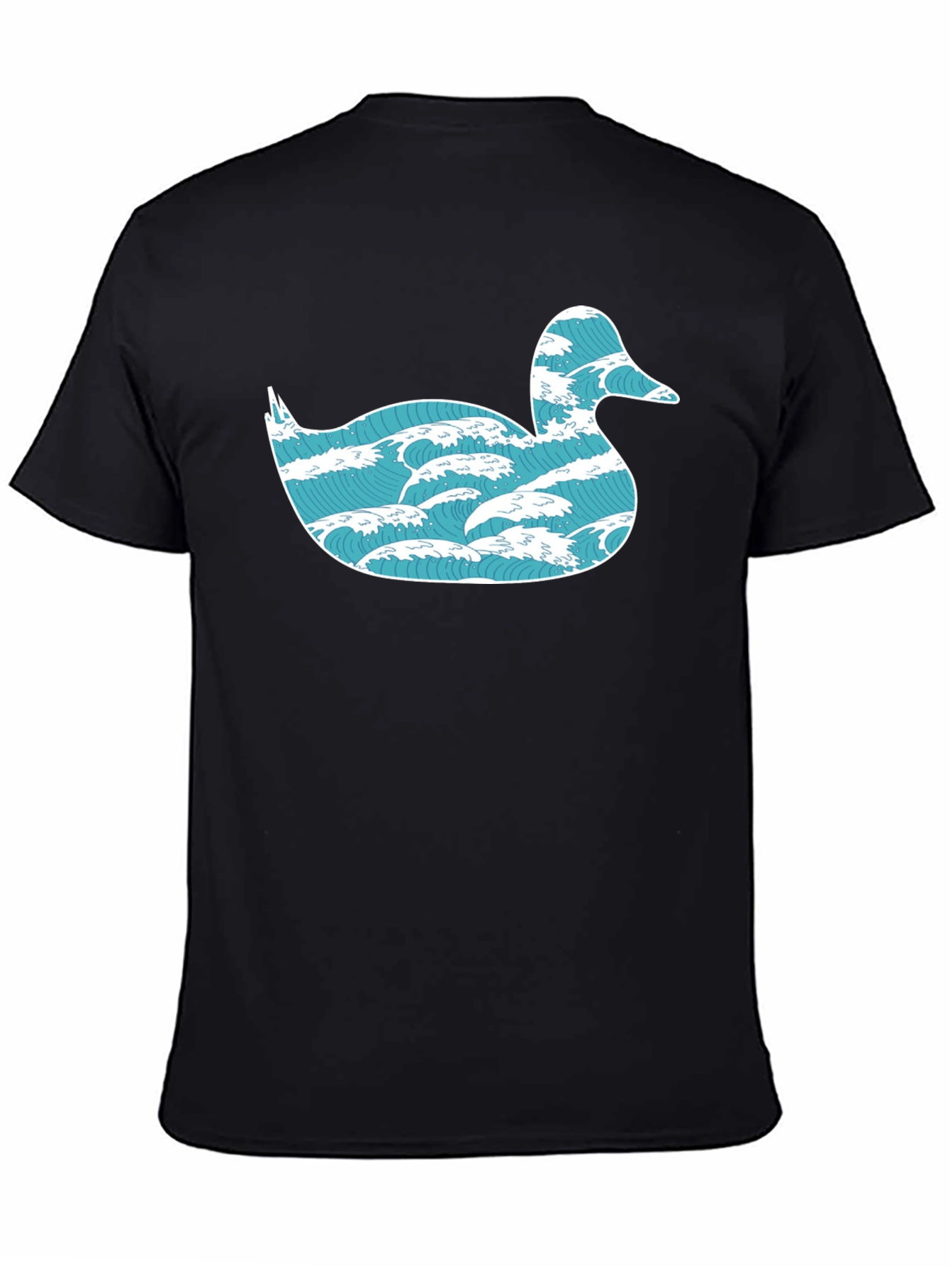 Wave Duck Graphic Tee - Unique Design Black Cotton