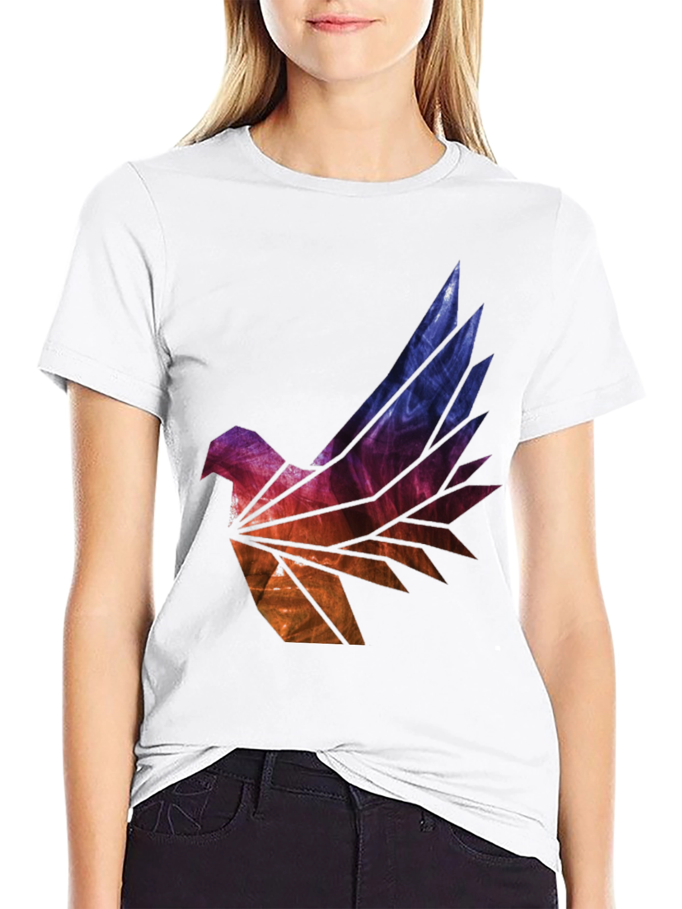 Abstract Geometric Bird Graphic Tee - Mens Black T-Shirt