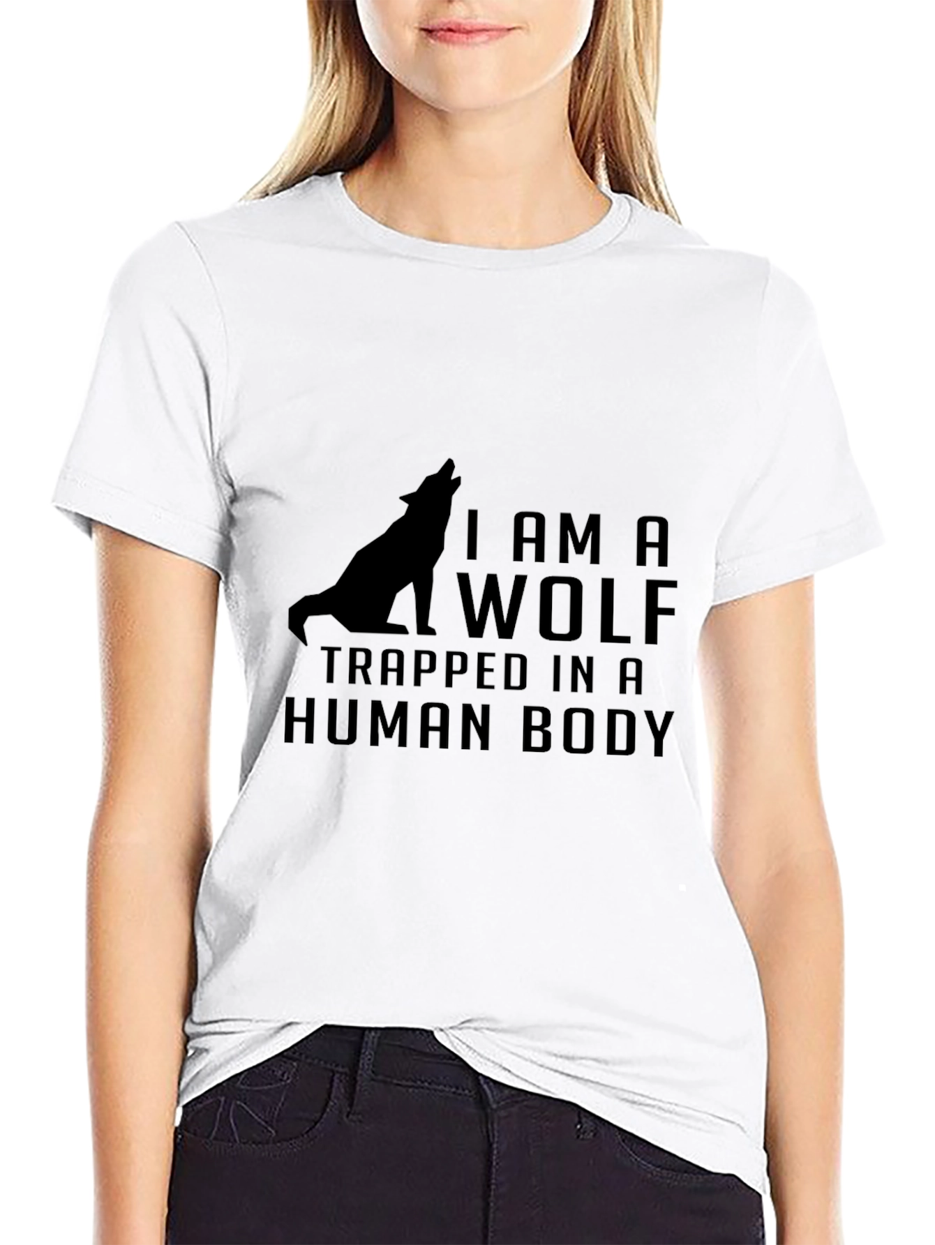 Wolf Trapped in Human Body Graphic T-Shirt