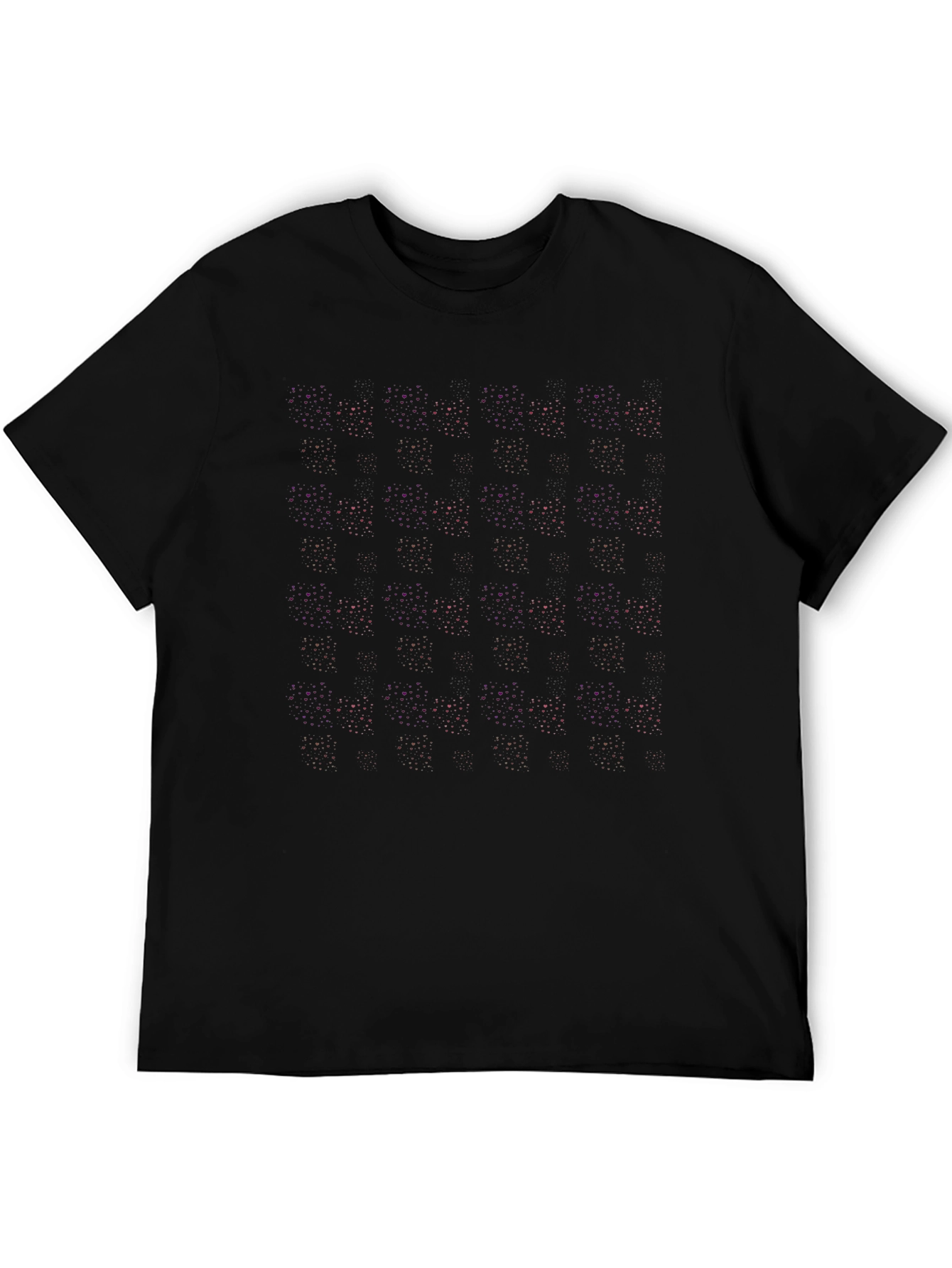 Black Patterned Crew Neck Short Sleeve T-Shirt