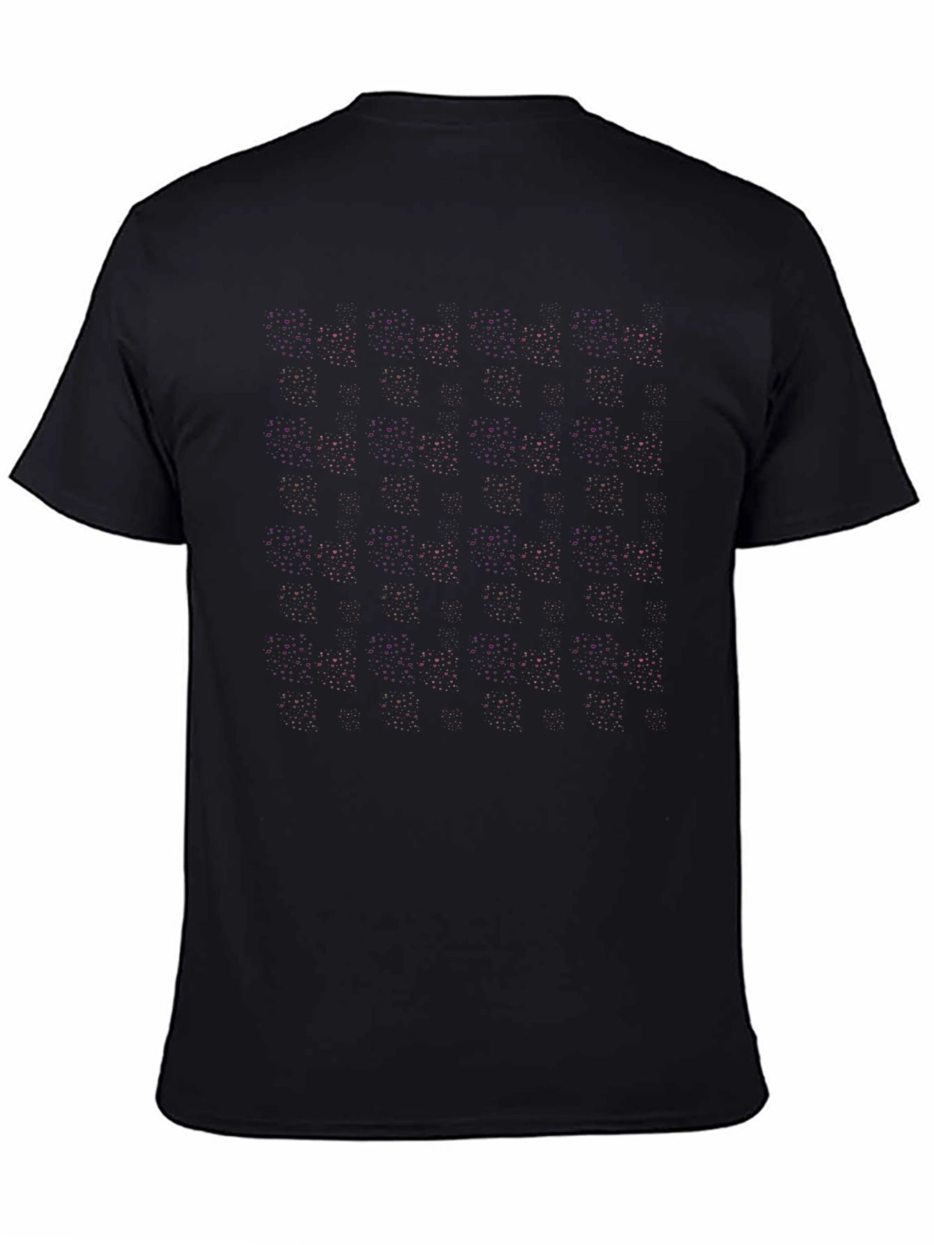 Black Patterned Crew Neck Short Sleeve T-Shirt