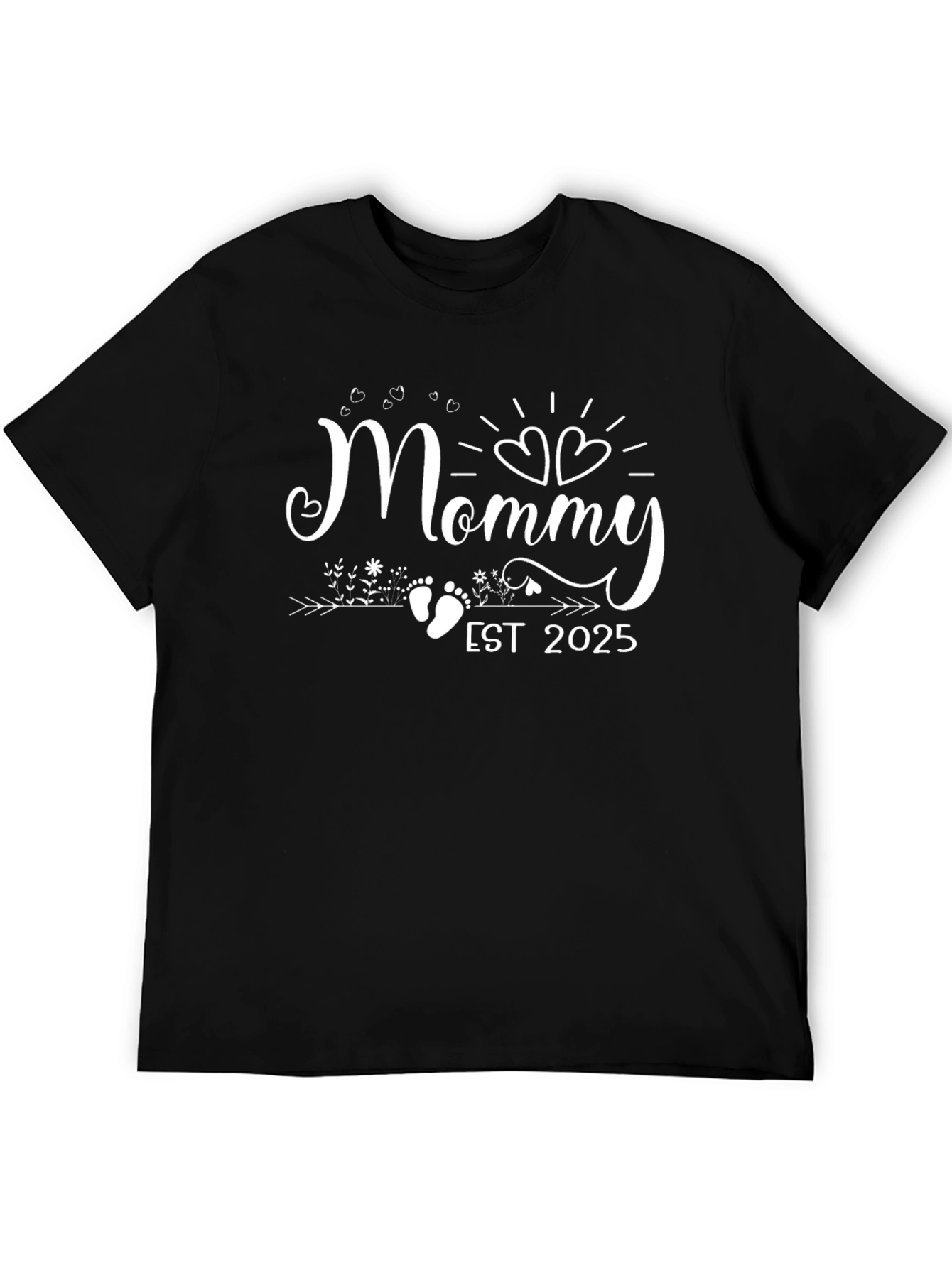 Mommy Est 2025 Black T-Shirt