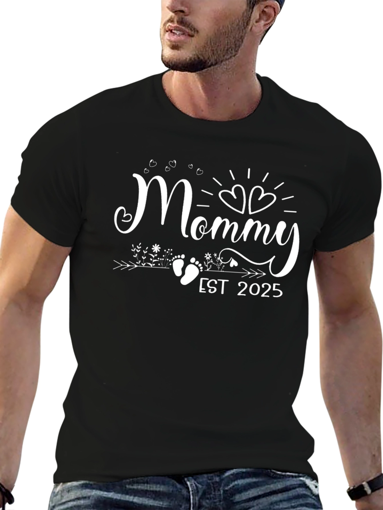 Mommy Est 2025 Black T-Shirt