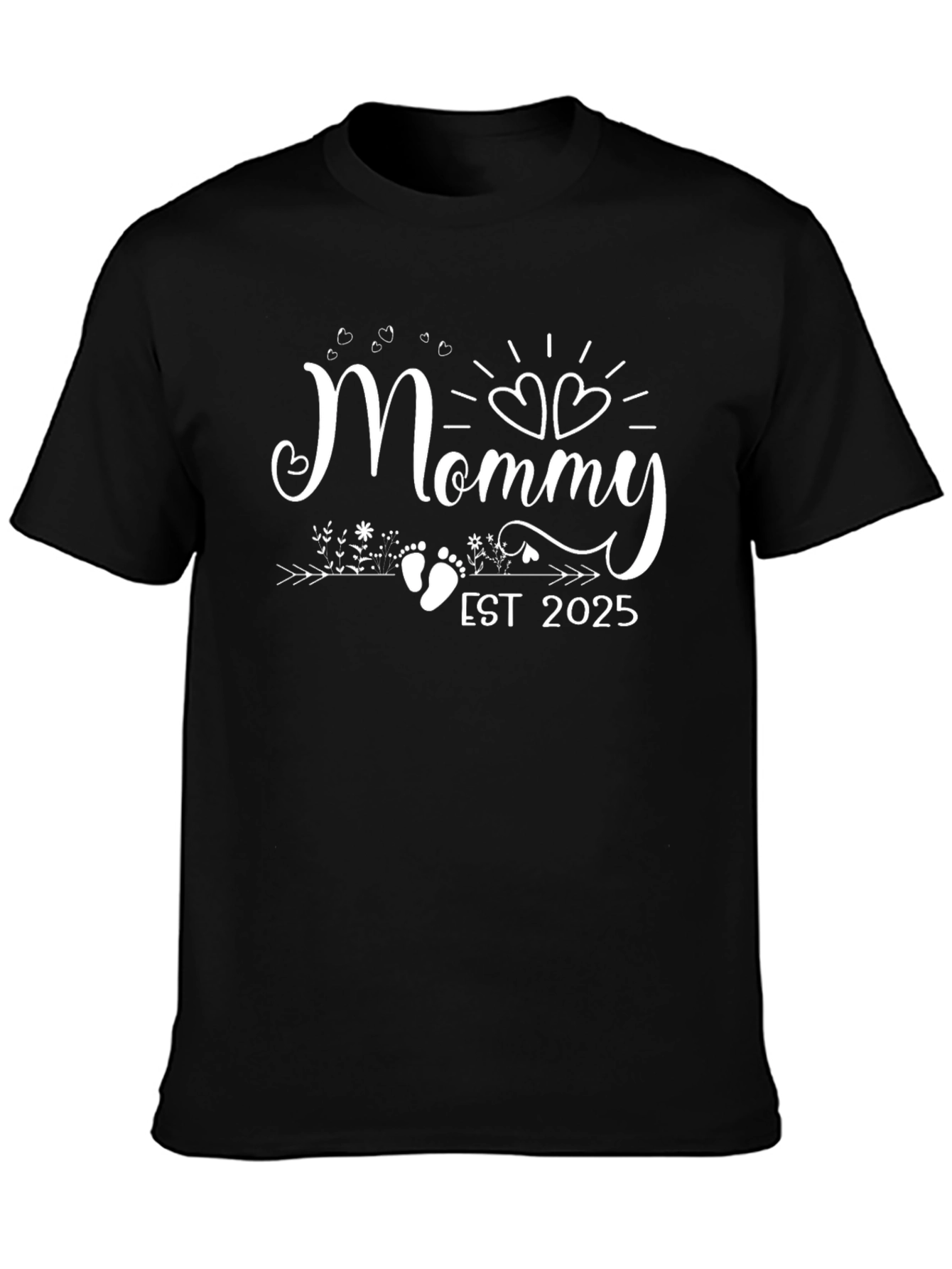 Mommy Est 2025 Black T-Shirt