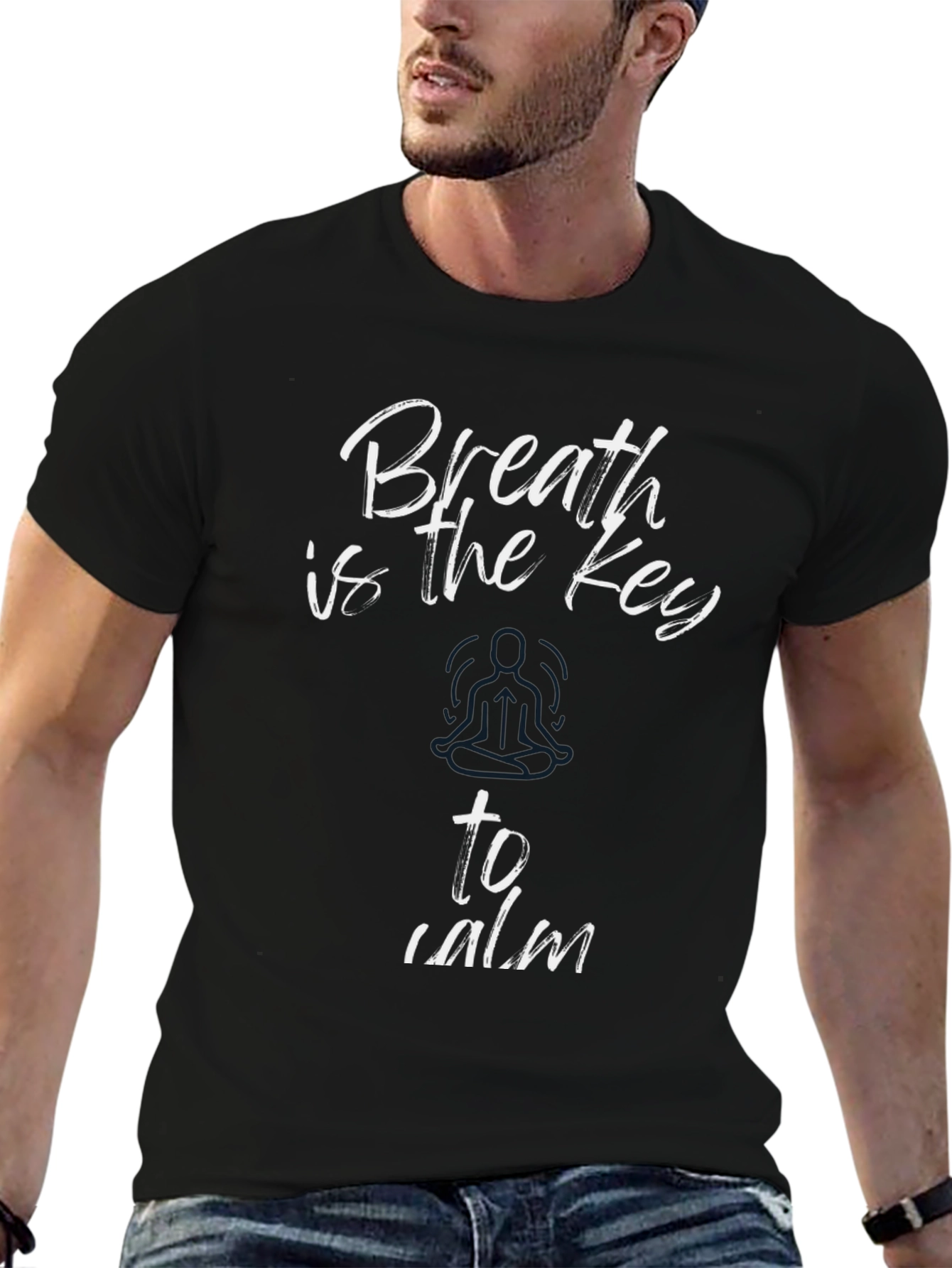 Breath is the Key to Calm Black T-Shirt