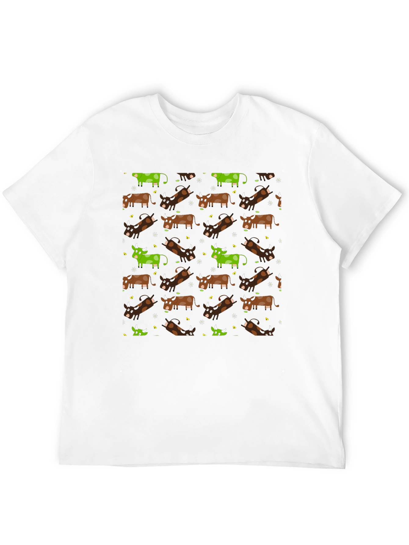 Novelty Cow Print Black T-Shirt