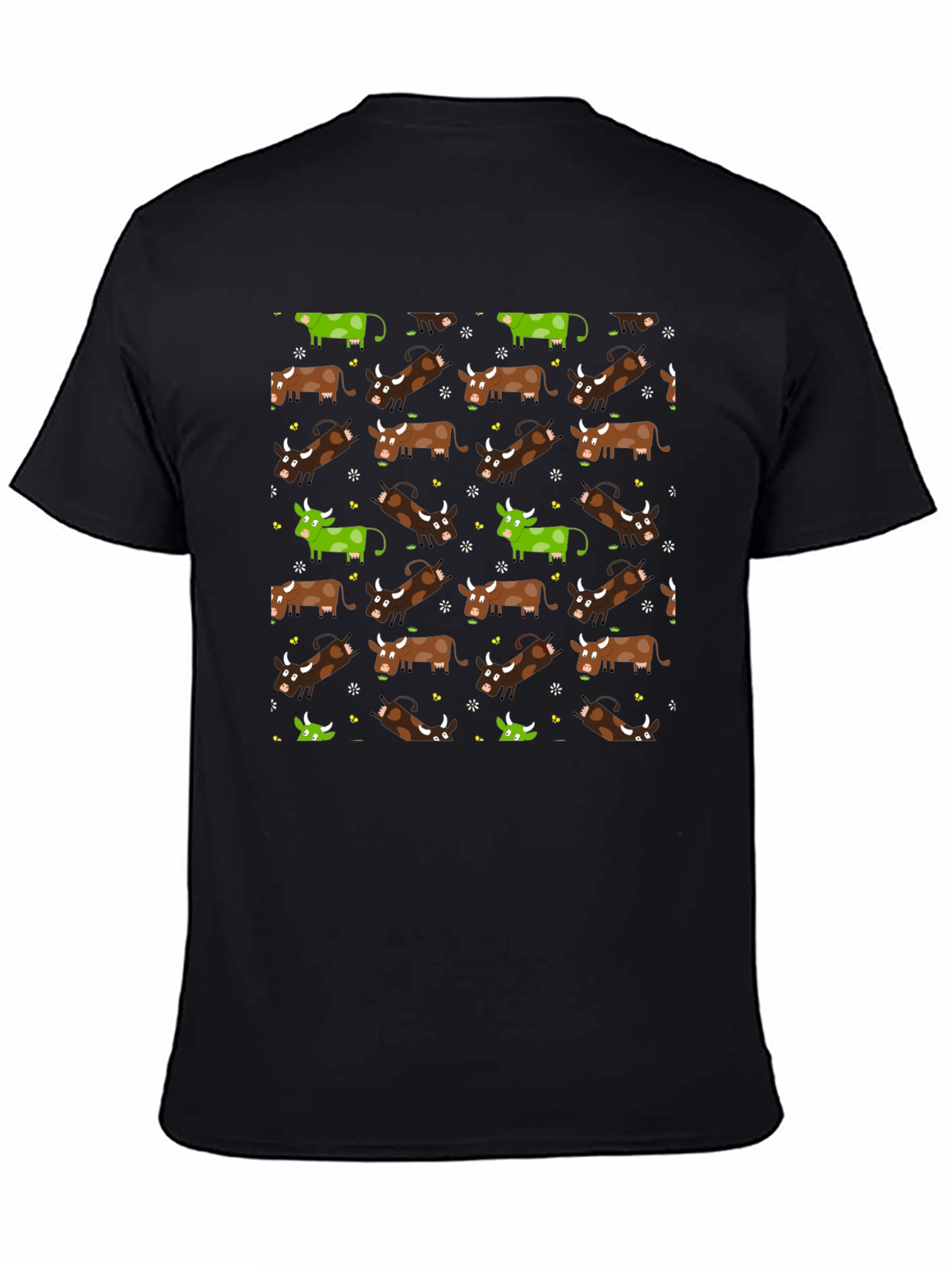 Novelty Cow Print Black T-Shirt