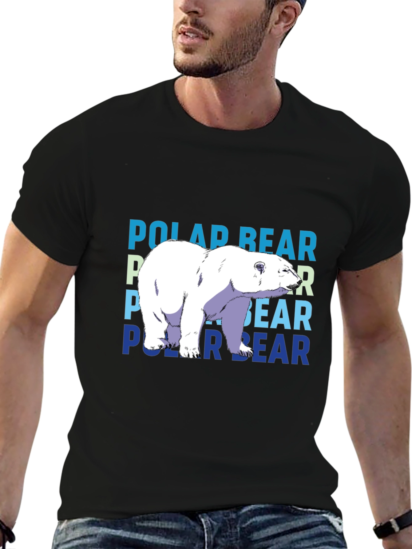 Polar Bear Graphic T-Shirt - Black Casual Tee