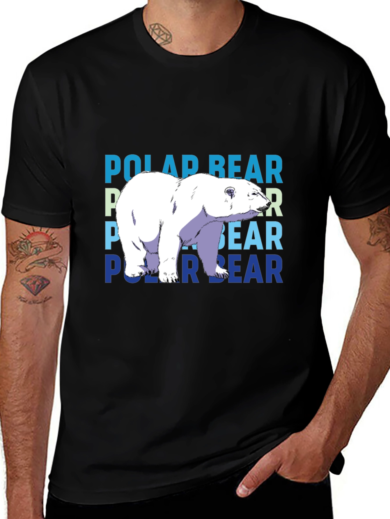 Polar Bear Graphic T-Shirt - Black Casual Tee