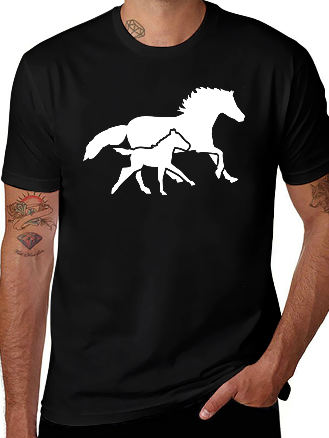 Black Horse & Foal Graphic Tee