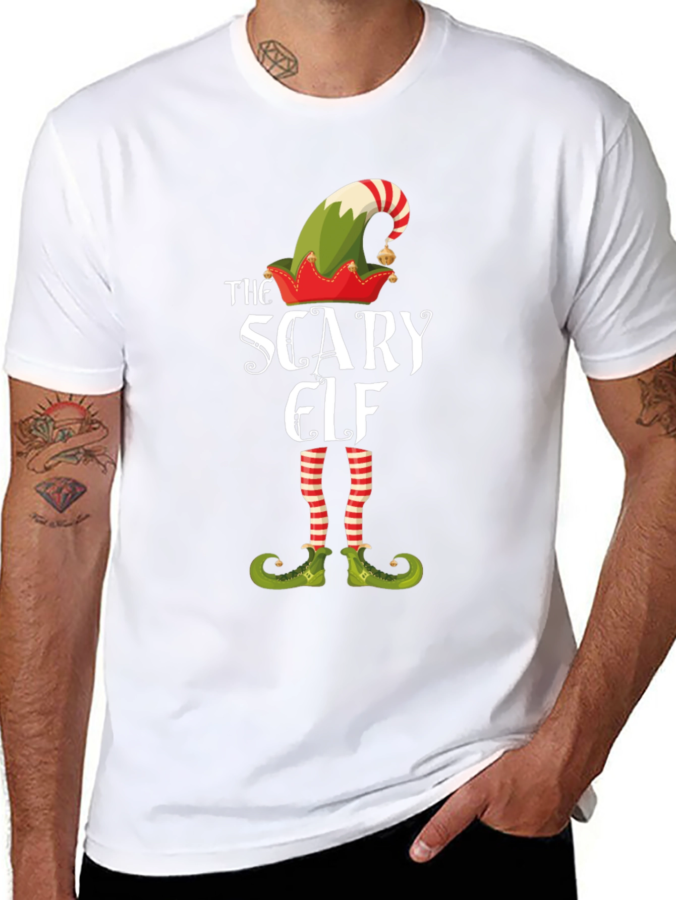 Scary Elf Graphic Tee - Holiday Humor