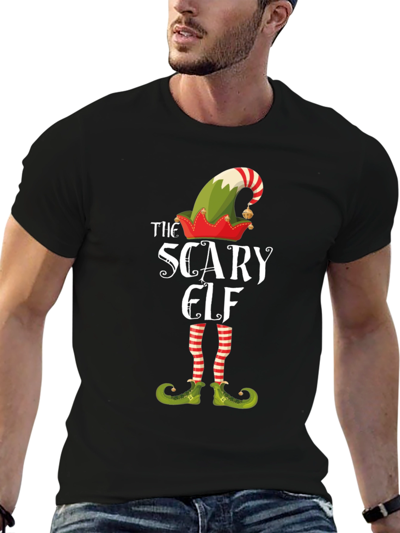 Scary Elf Graphic Tee - Holiday Humor