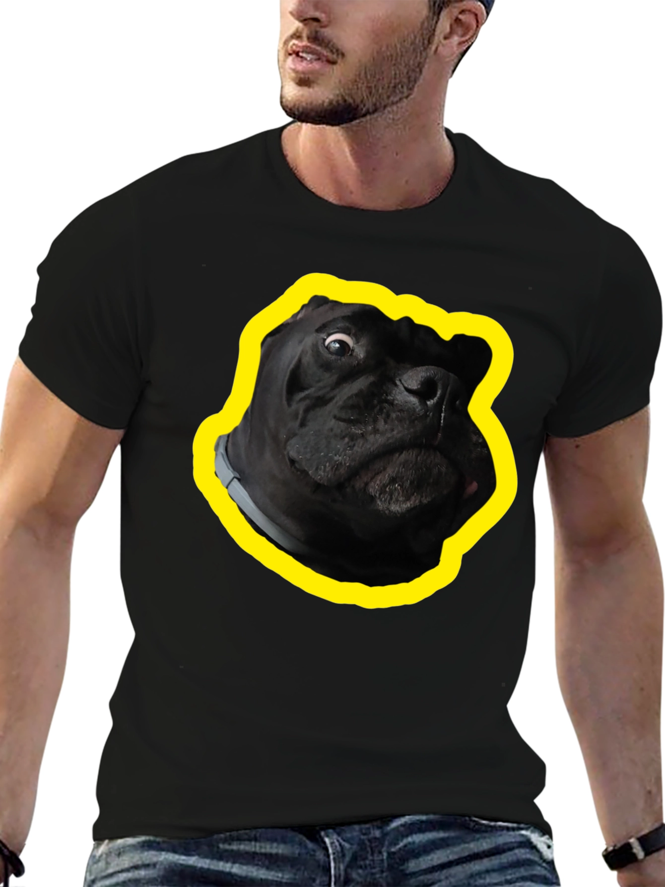 Funny Dog Graphic T-Shirt - Black Cotton Tee