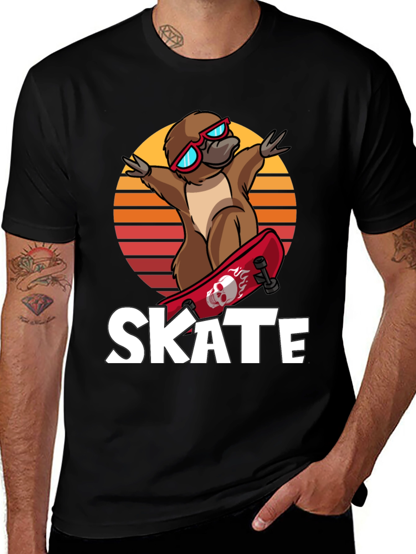 Skateboarding Platypus T-Shirt - Cool Graphic Tee