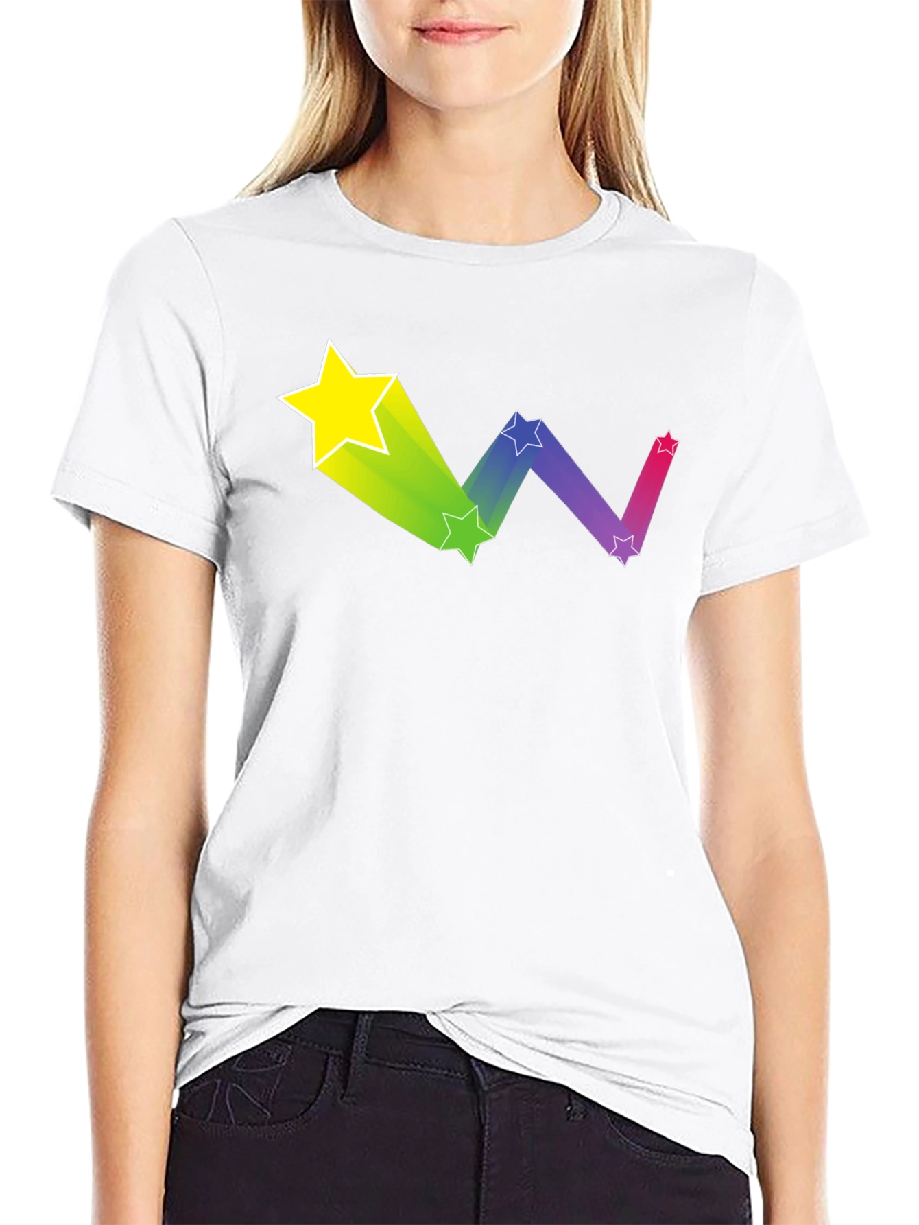 Rainbow Star Trail Black T-Shirt