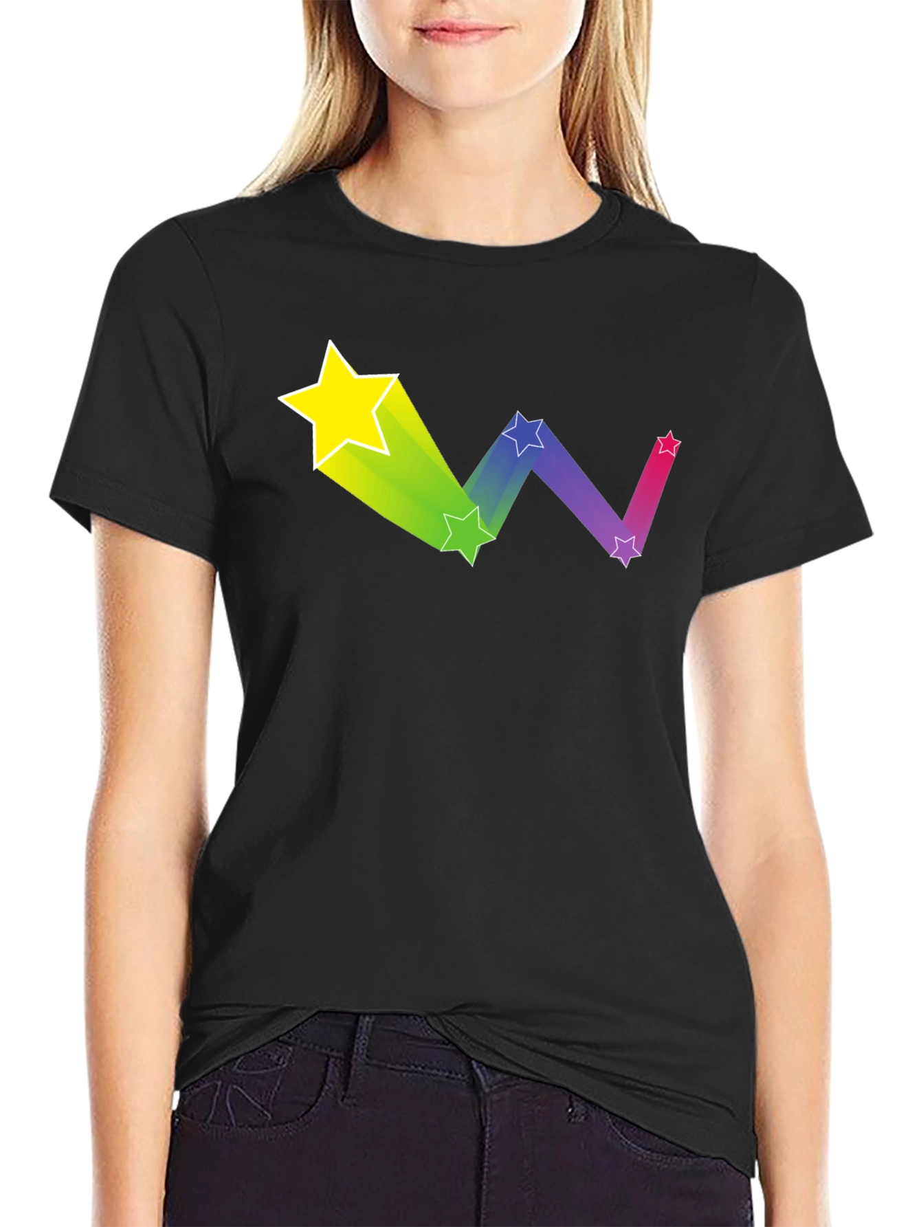 Rainbow Star Trail Black T-Shirt