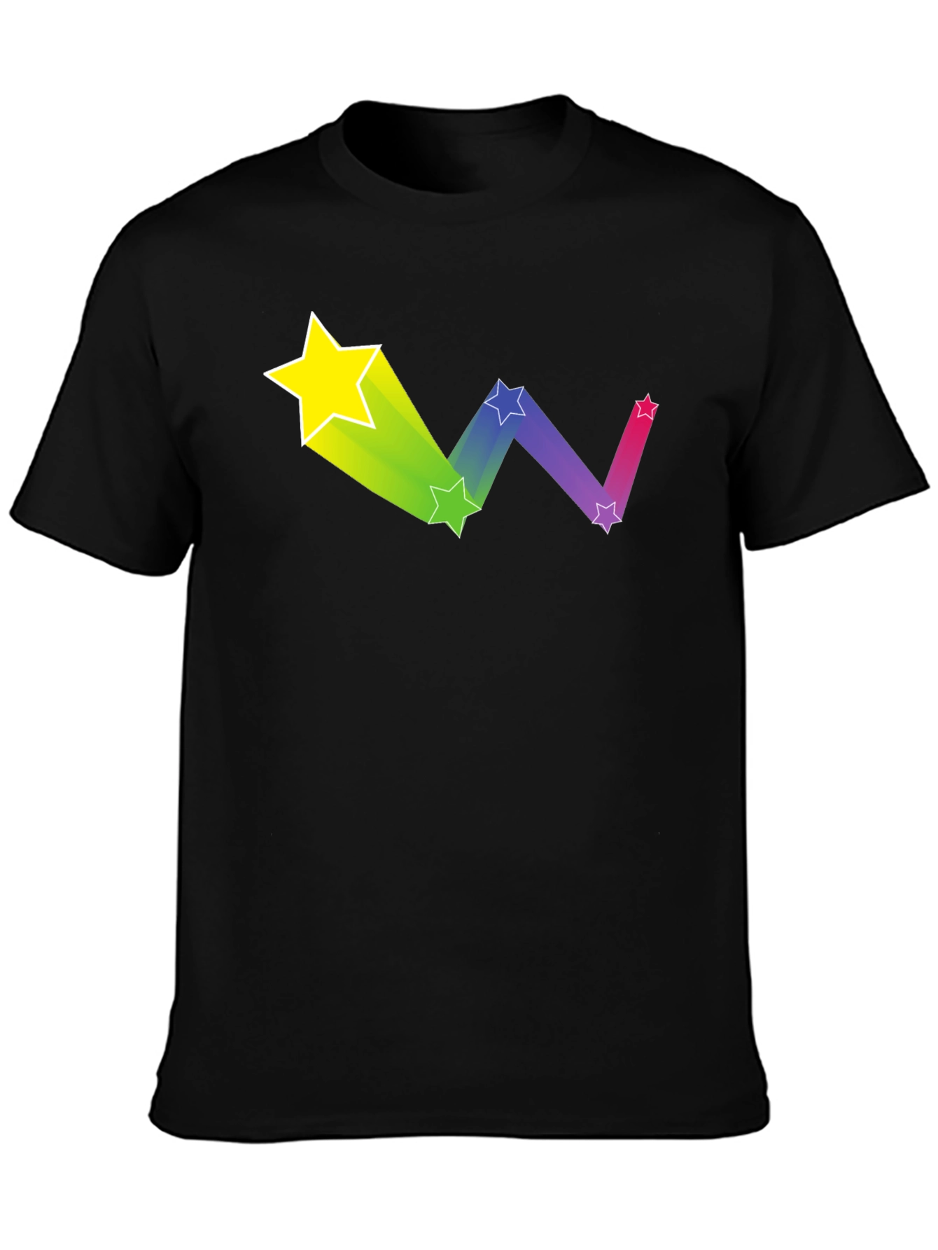 Rainbow Star Trail Black T-Shirt