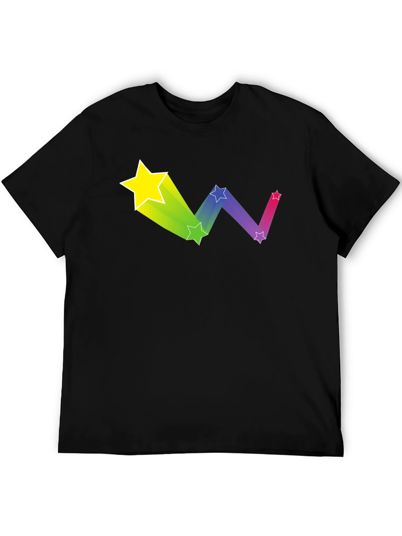 Rainbow Star Trail Black T-Shirt