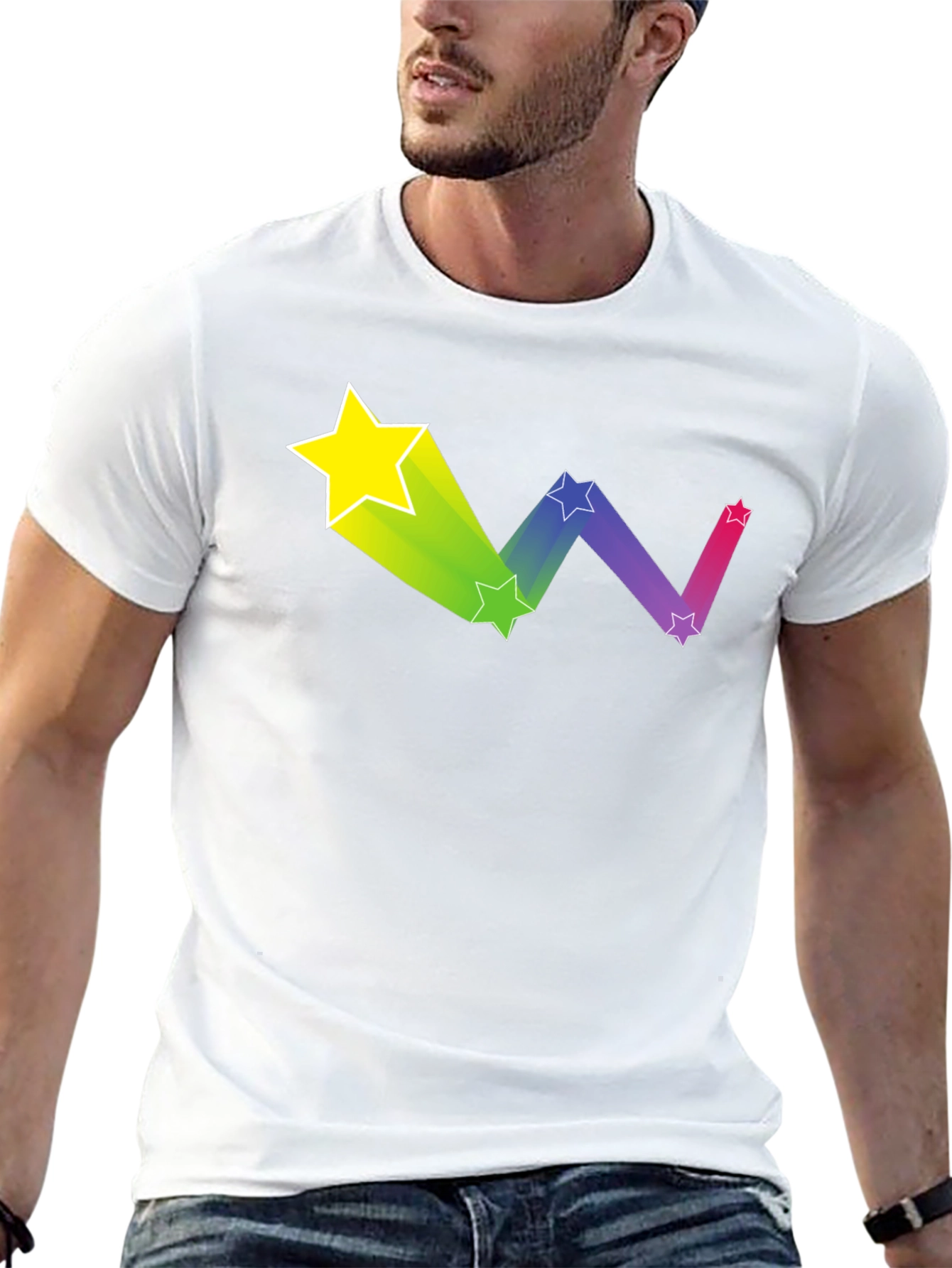 Rainbow Star Trail Black T-Shirt