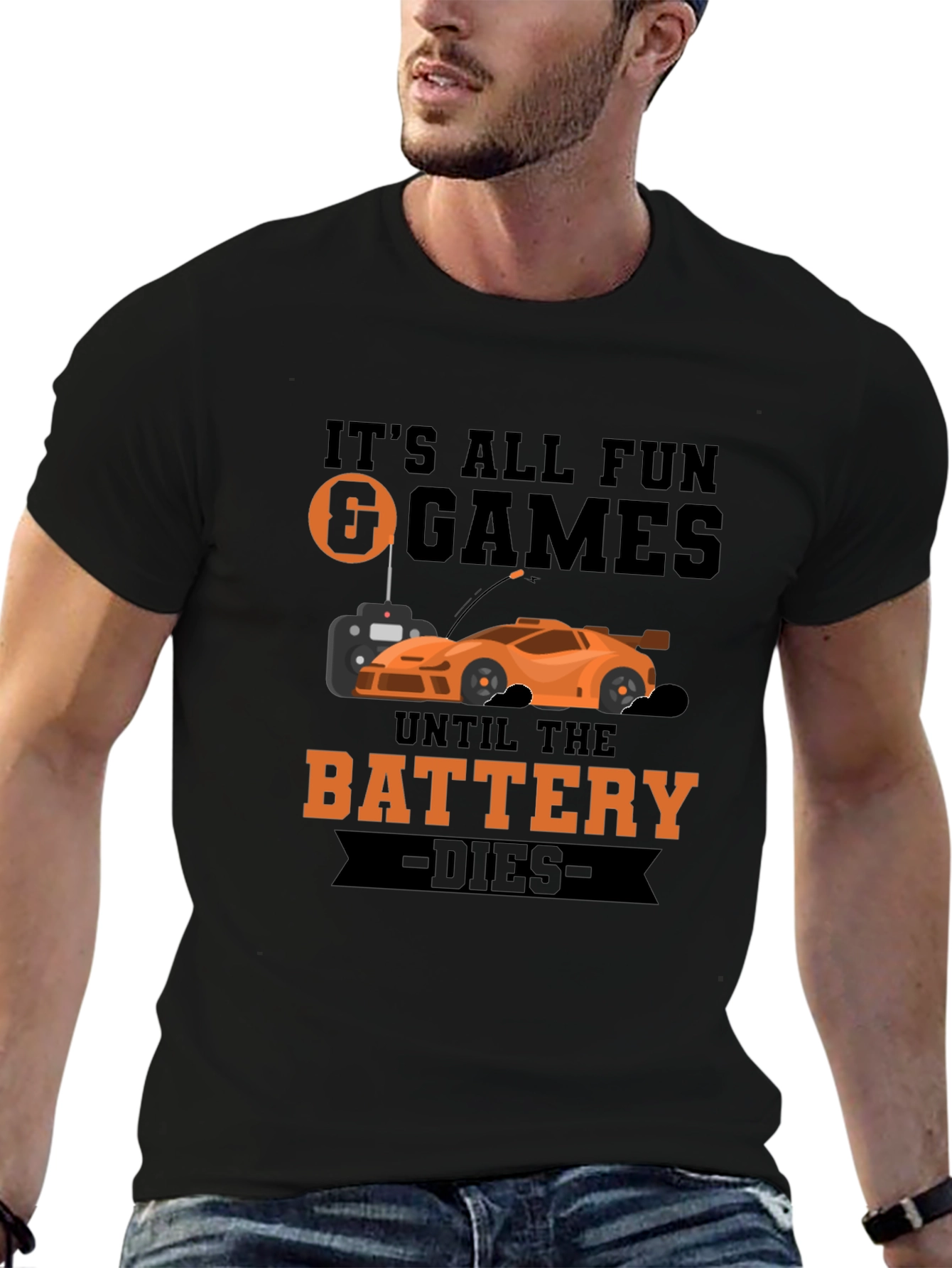 Funny RC Car T-Shirt - Battery Dies Design