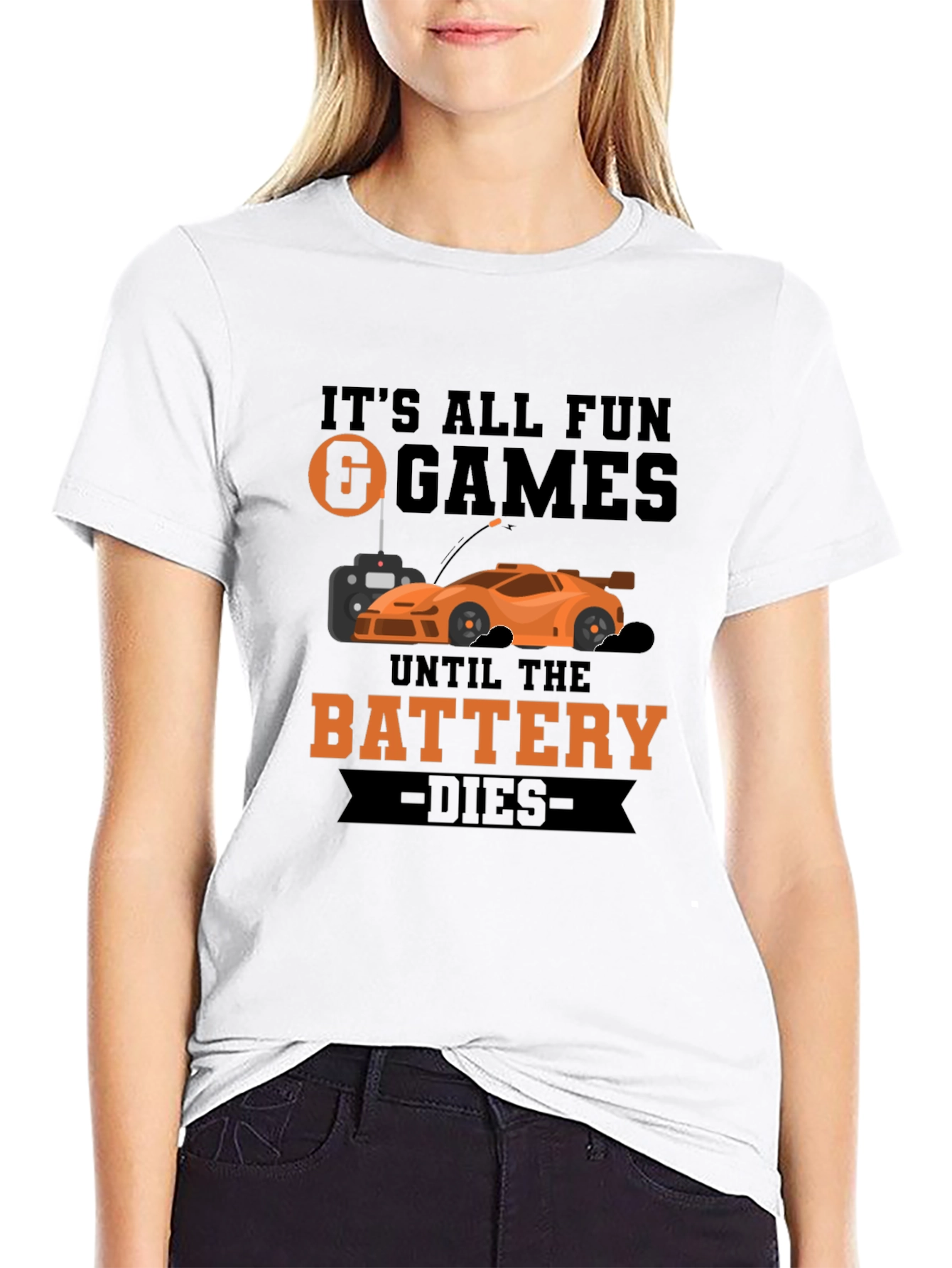 Funny RC Car T-Shirt - Battery Dies Design