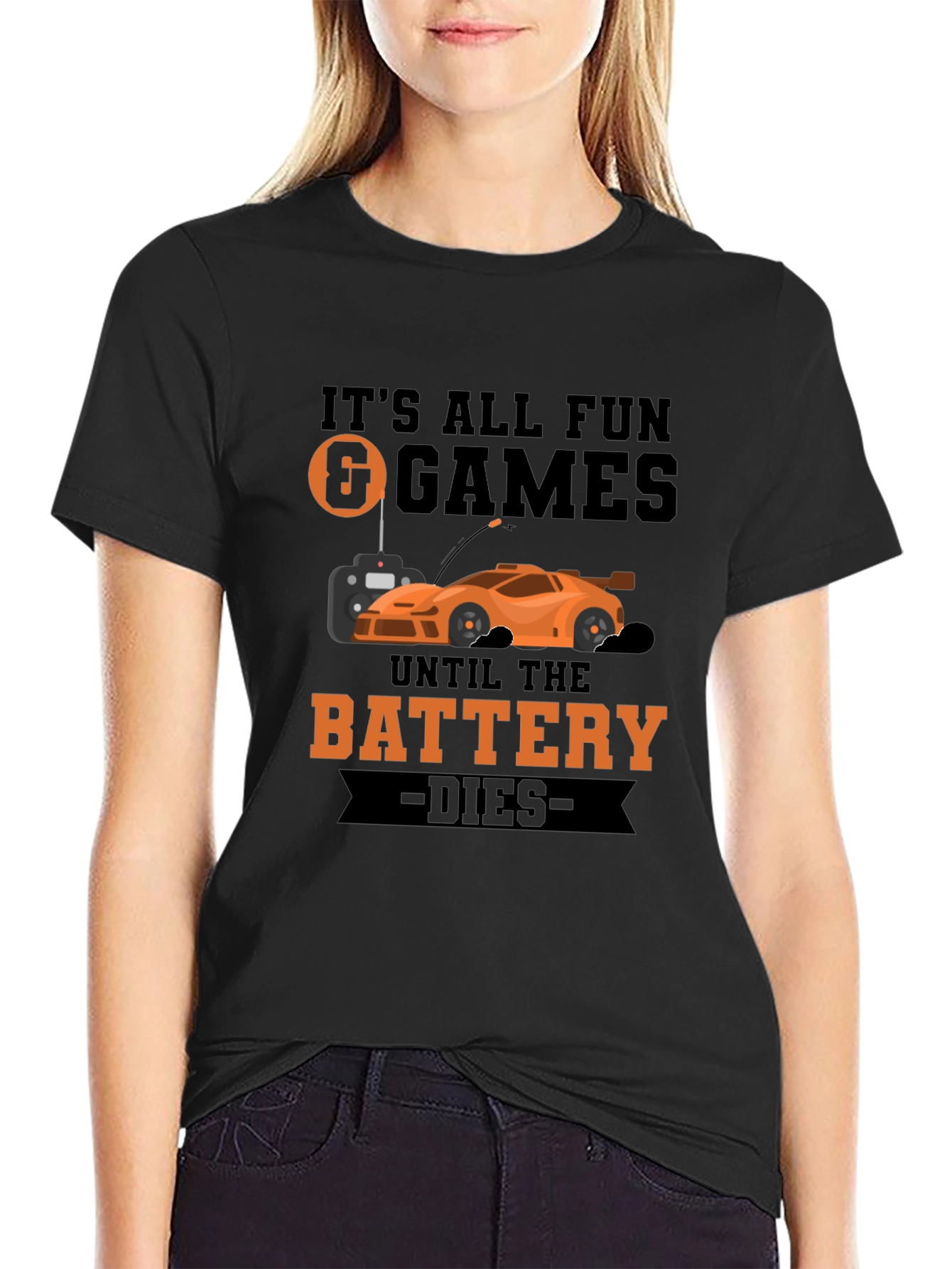 Funny RC Car T-Shirt - Battery Dies Design
