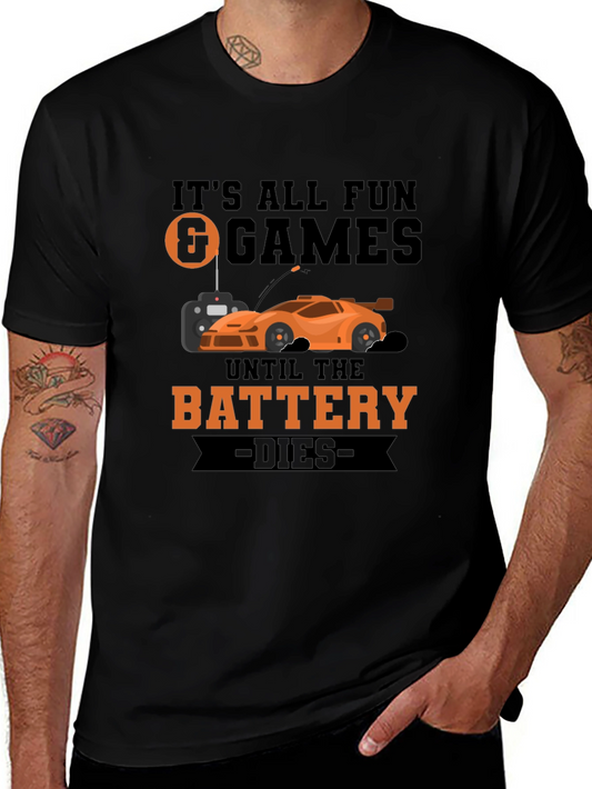 Funny RC Car T-Shirt - Battery Dies Design