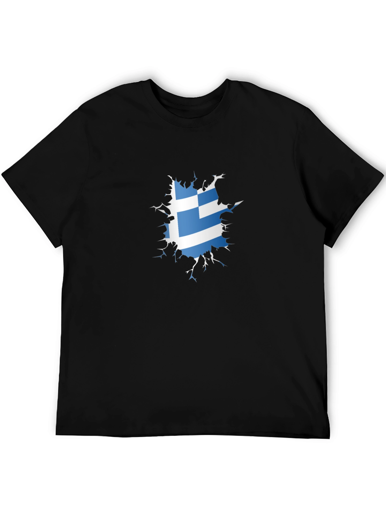 Greek Flag Ripped T-Shirt - Cool Patriotic Design