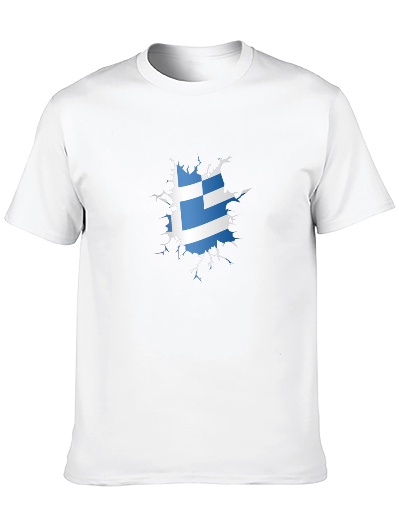 Greek Flag Ripped T-Shirt - Cool Patriotic Design