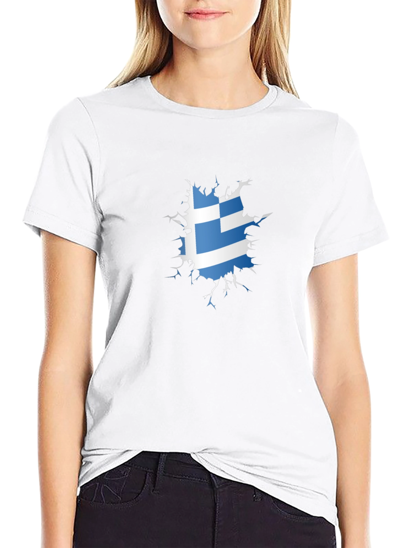 Greek Flag Ripped T-Shirt - Cool Patriotic Design
