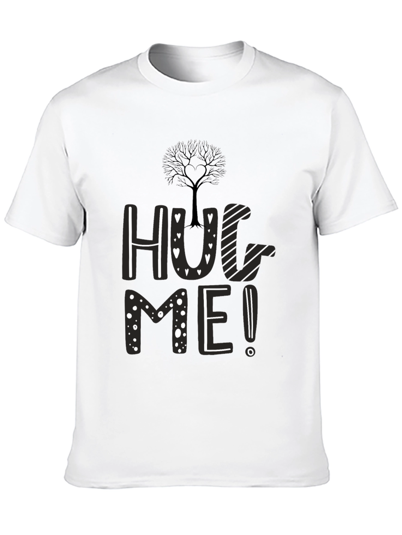 Hug Me Black Graphic Tee - Tree Heart Design