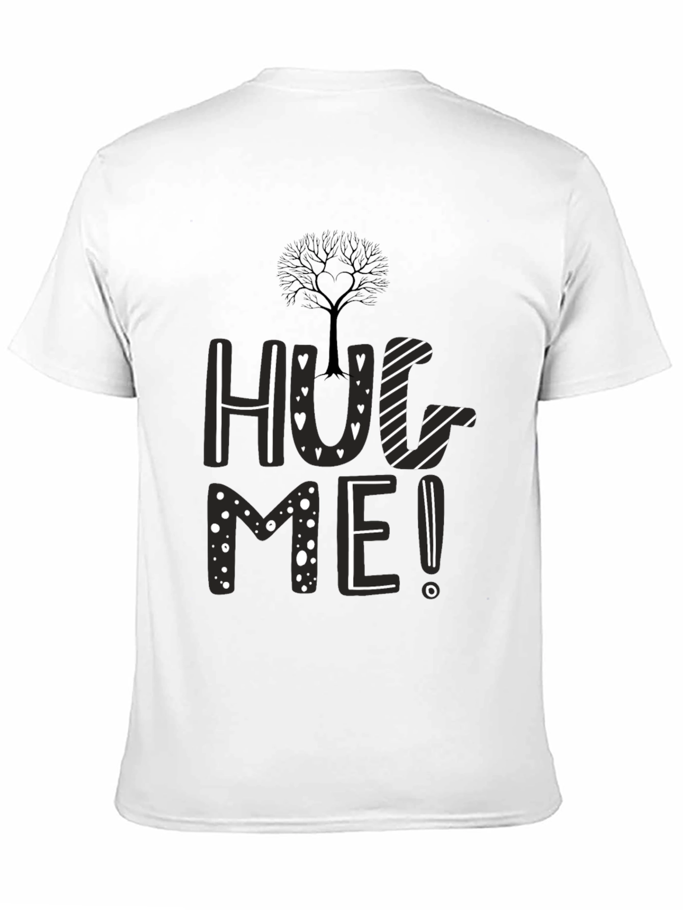 Hug Me Black Graphic Tee - Tree Heart Design