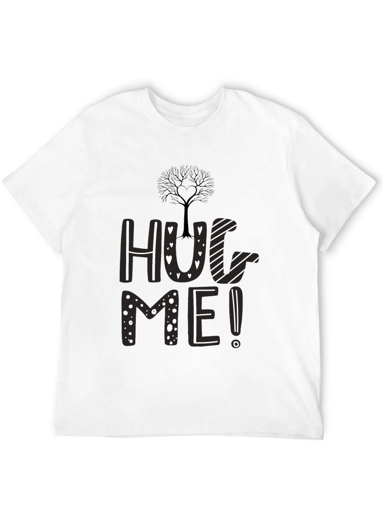Hug Me Black Graphic Tee - Tree Heart Design