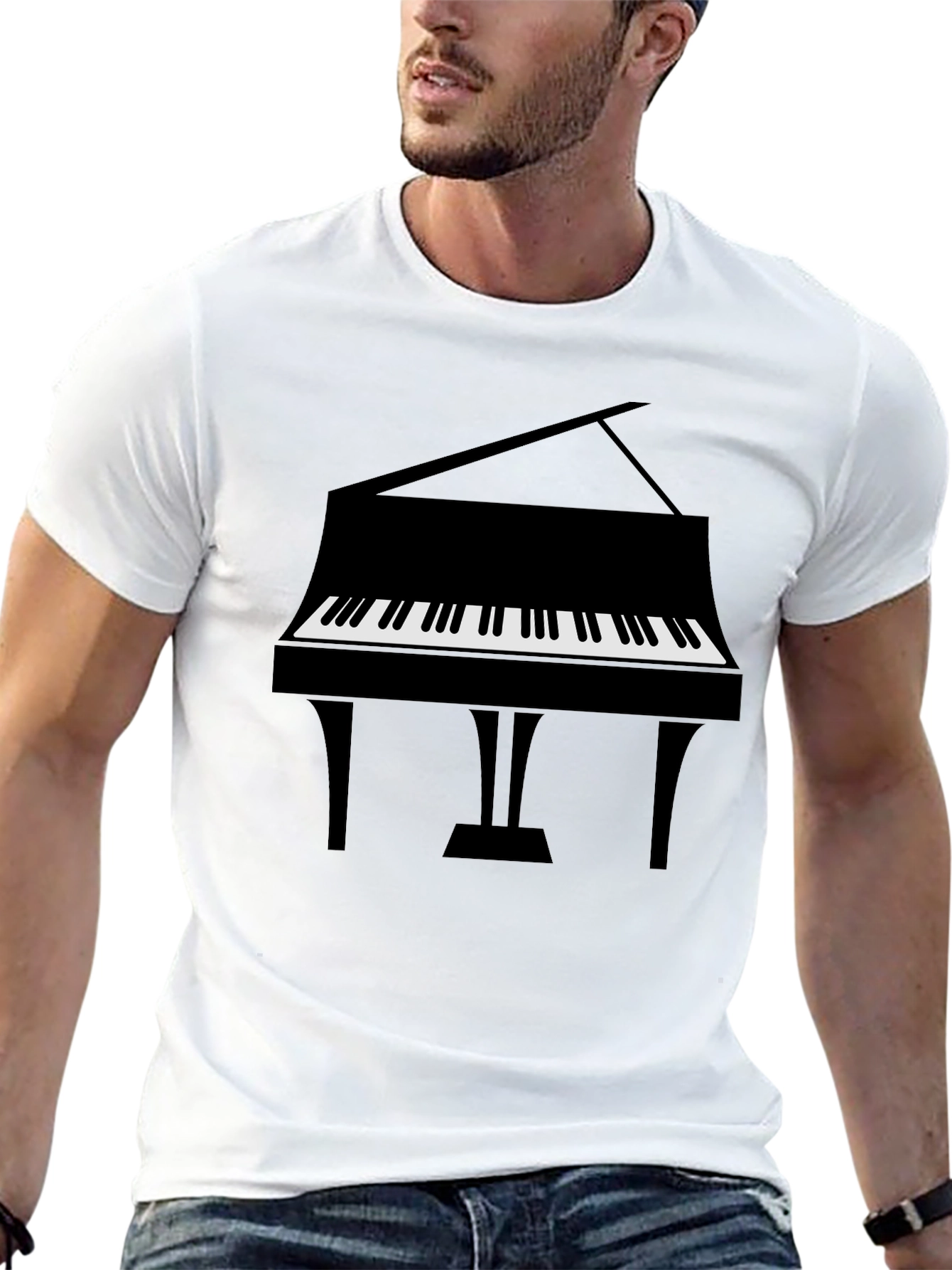 Piano Graphic Tee - Musical Instrument T-Shirt