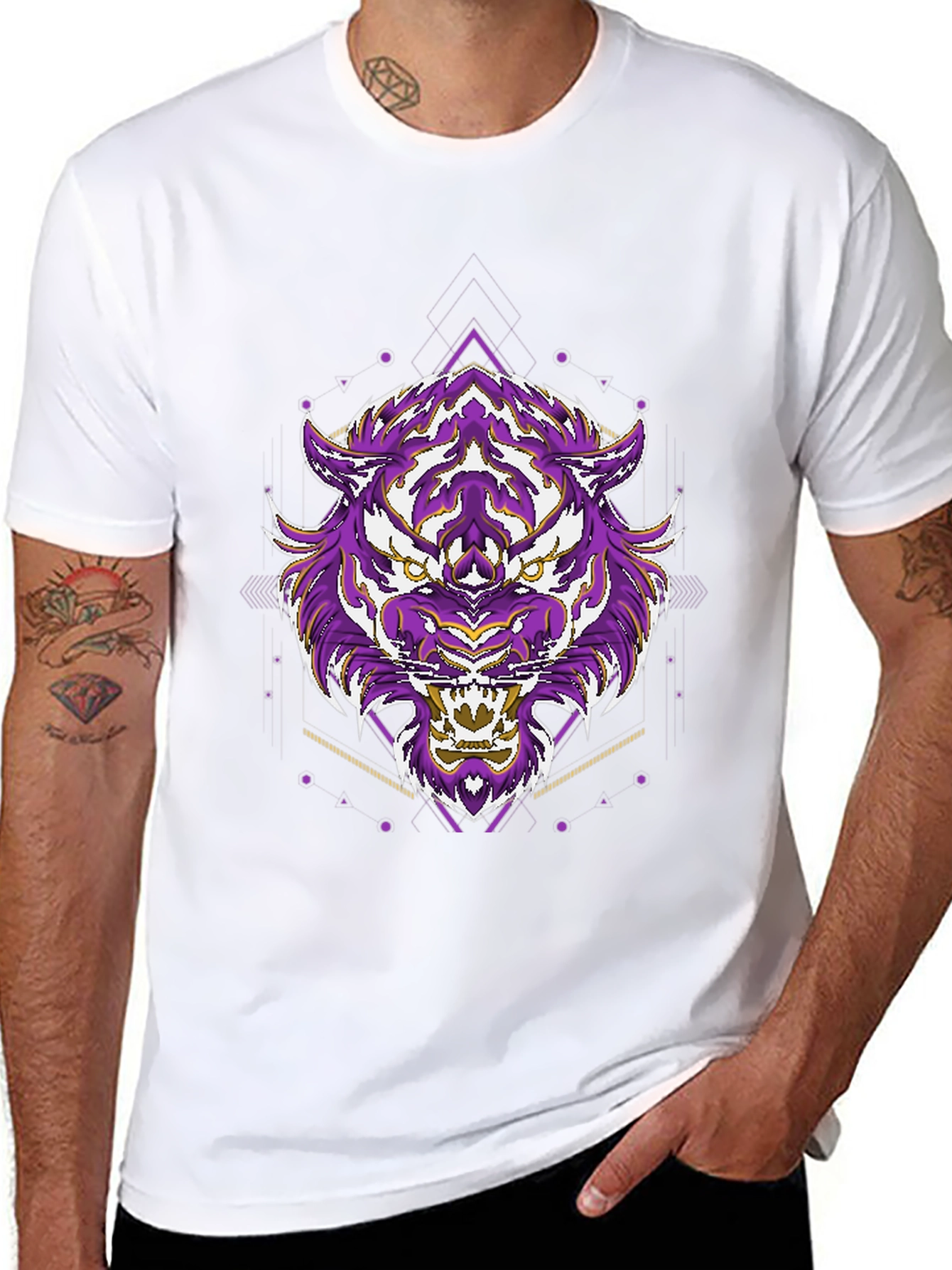 Geometric Tiger Graphic Tee - Cool Streetwear