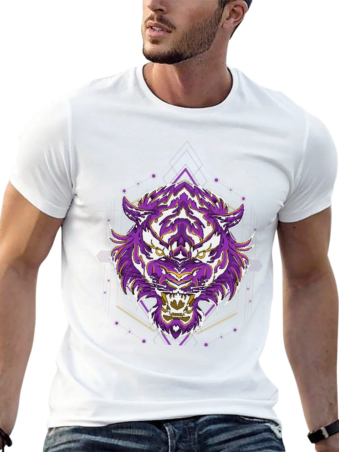 Geometric Tiger Graphic Tee - Cool Streetwear