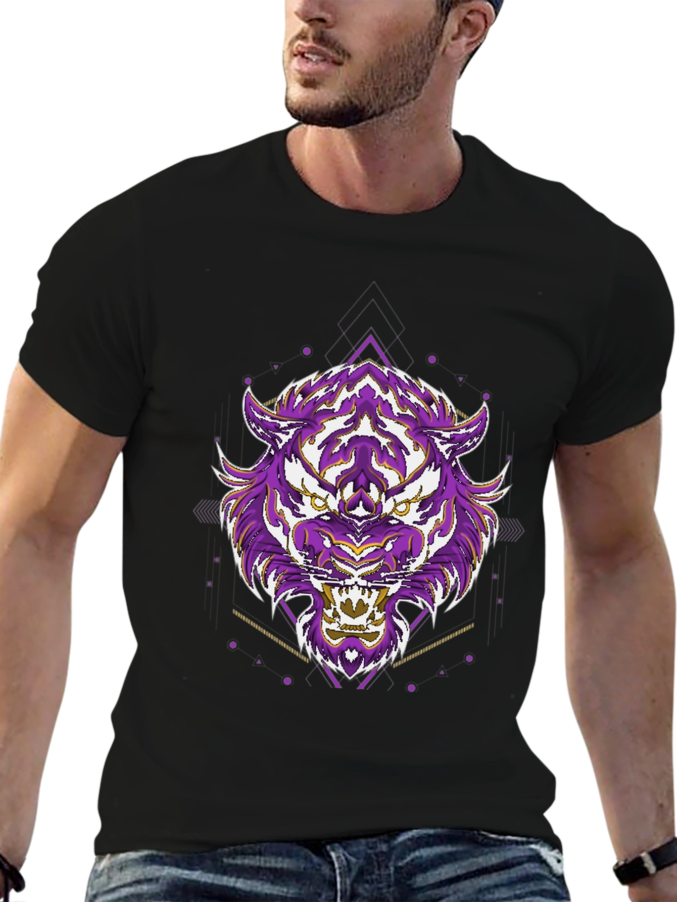 Geometric Tiger Graphic Tee - Cool Streetwear