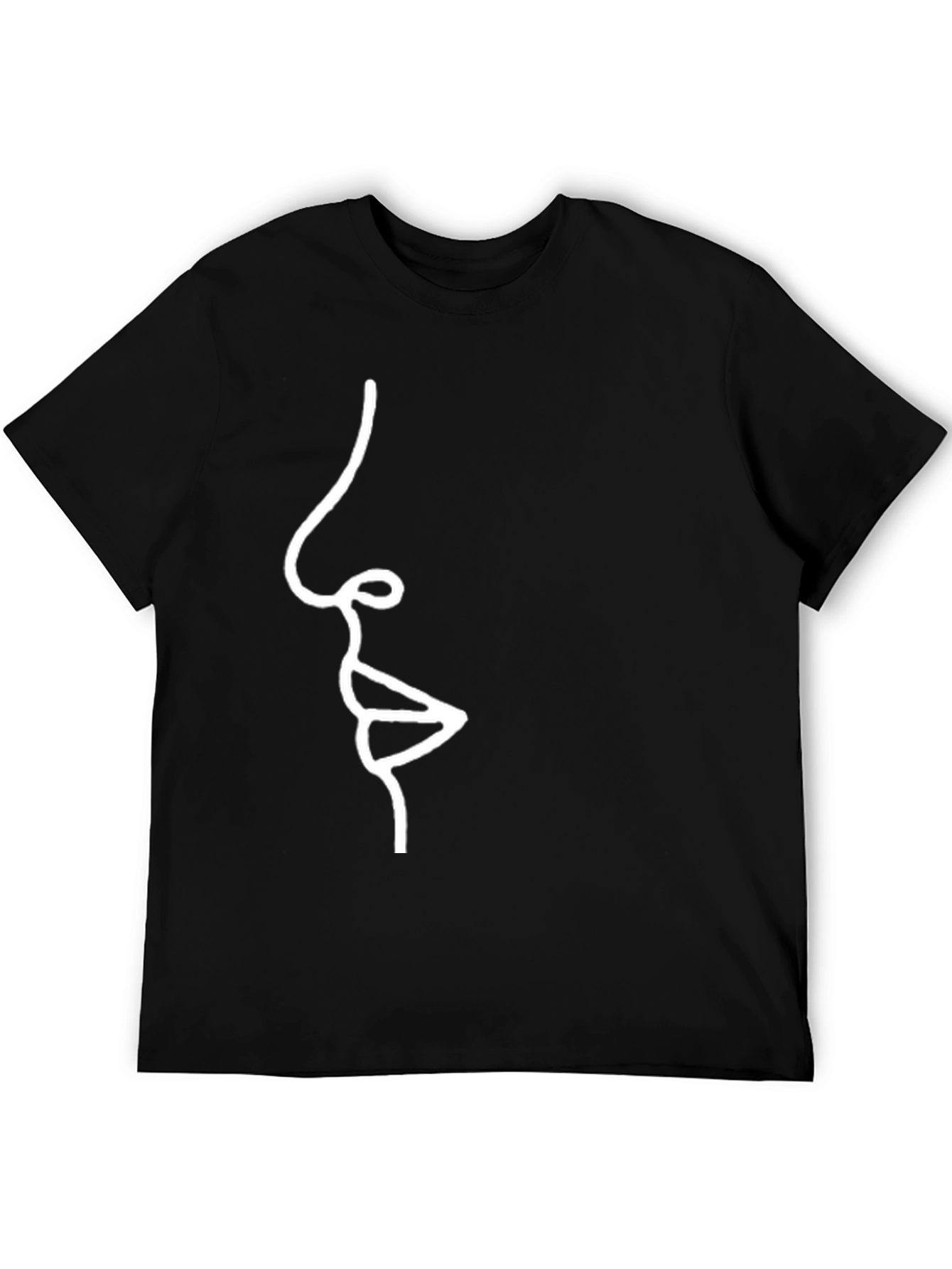 Abstract Face Line Art Black T-Shirt