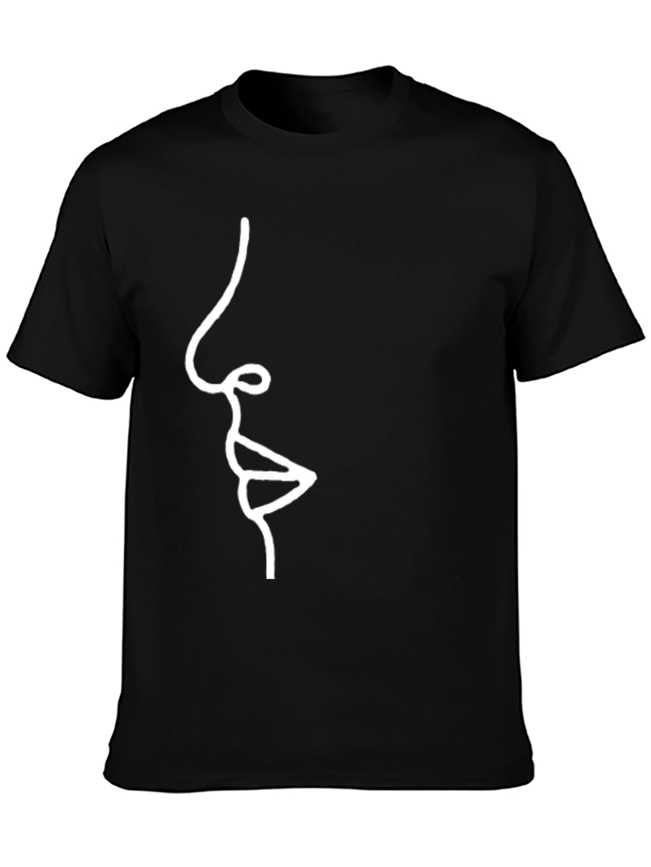 Abstract Face Line Art Black T-Shirt