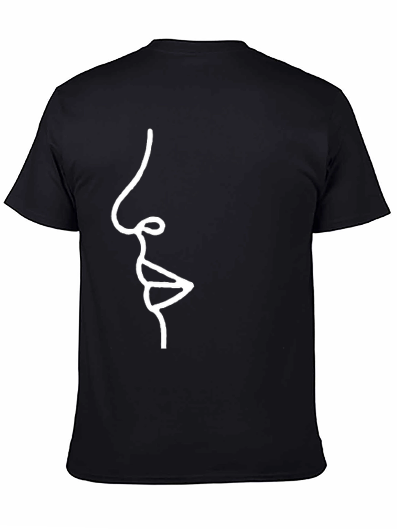 Abstract Face Line Art Black T-Shirt