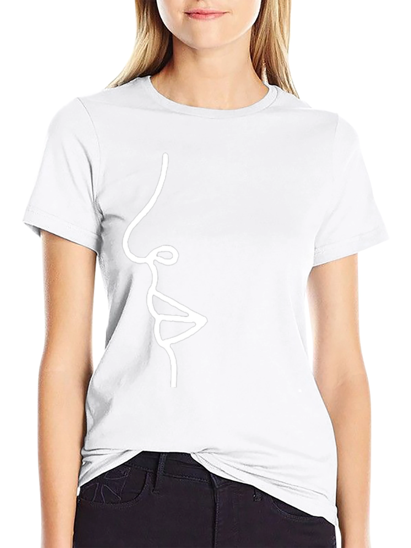 Abstract Face Line Art Black T-Shirt