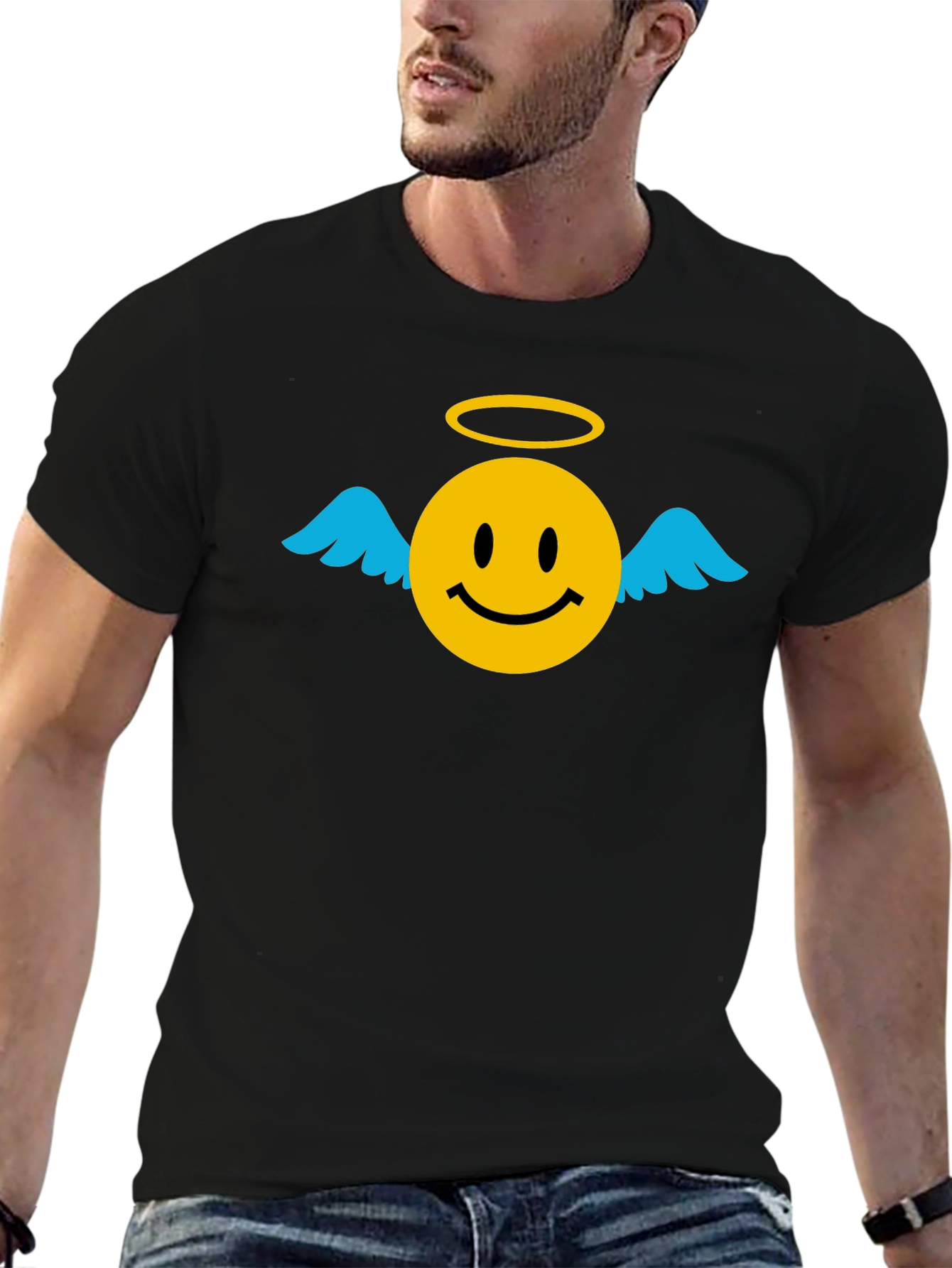 Angel Smiley Face Graphic T-Shirt